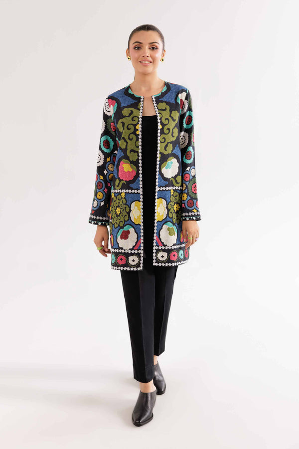 Khaddar Black Printed Jacket