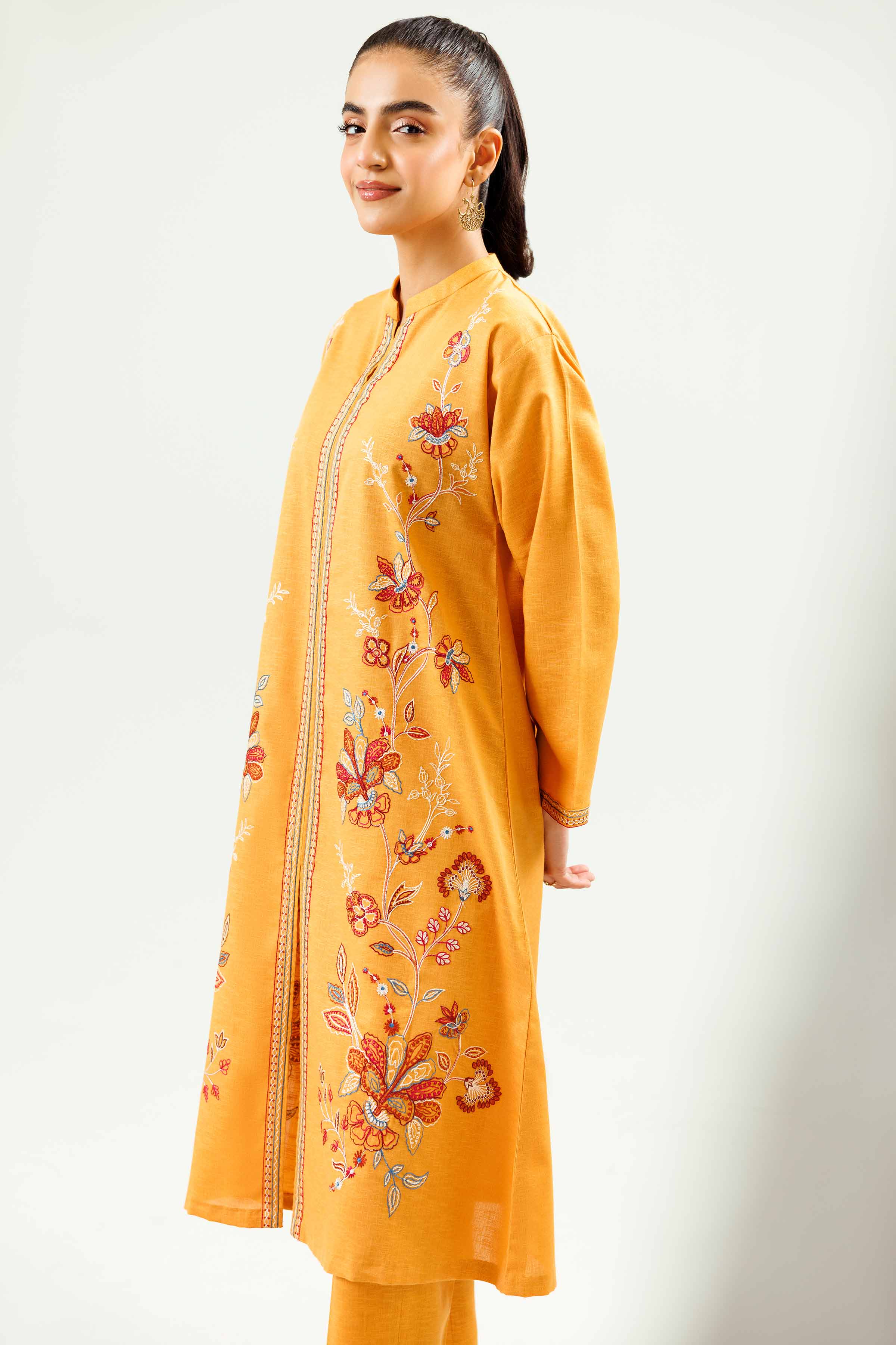 NishatUK - Mustard Embroidered   Karandi 2-piece ready to wear Dress