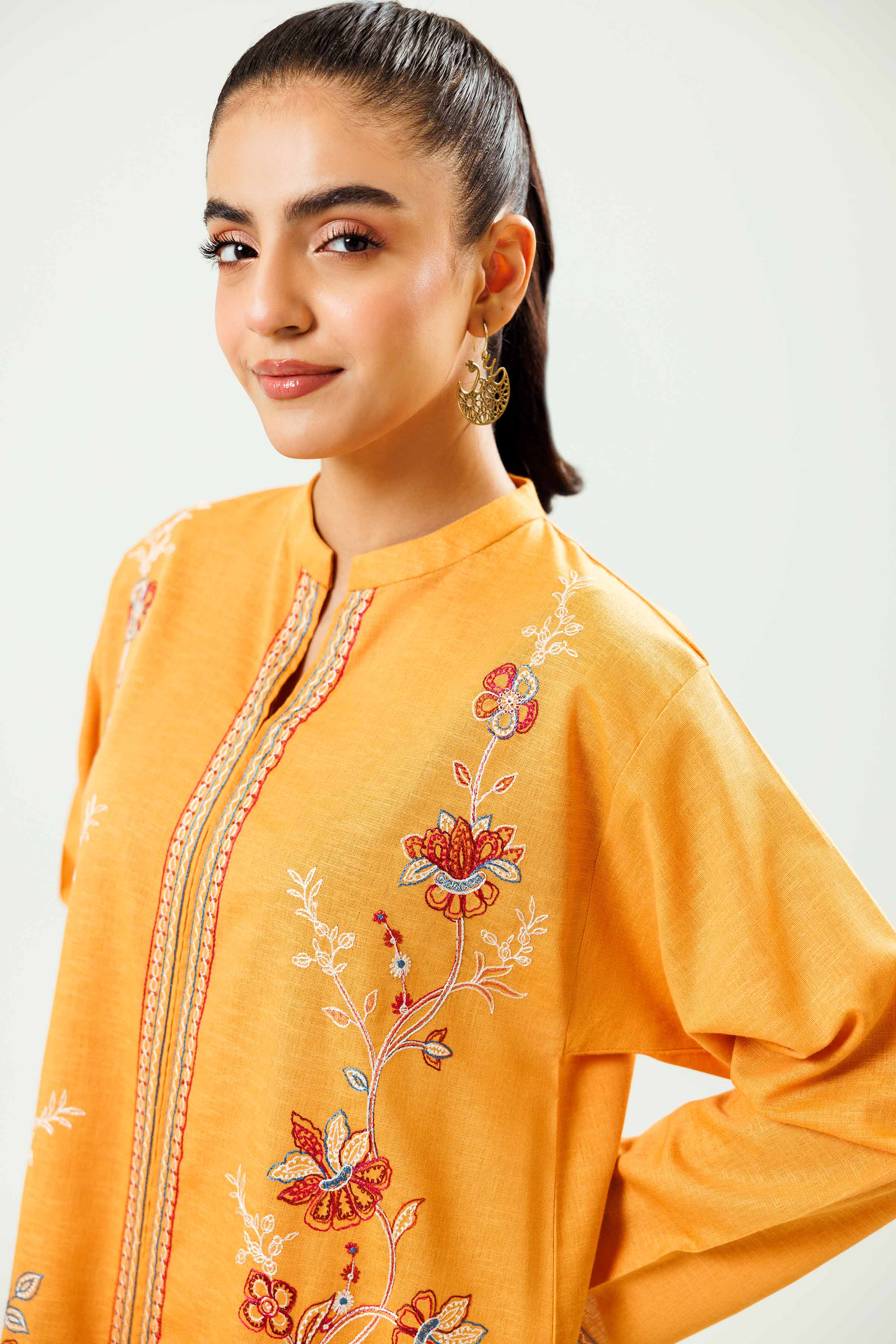 NishatUK - Mustard Embroidered   Karandi 2-piece ready to wear Dress