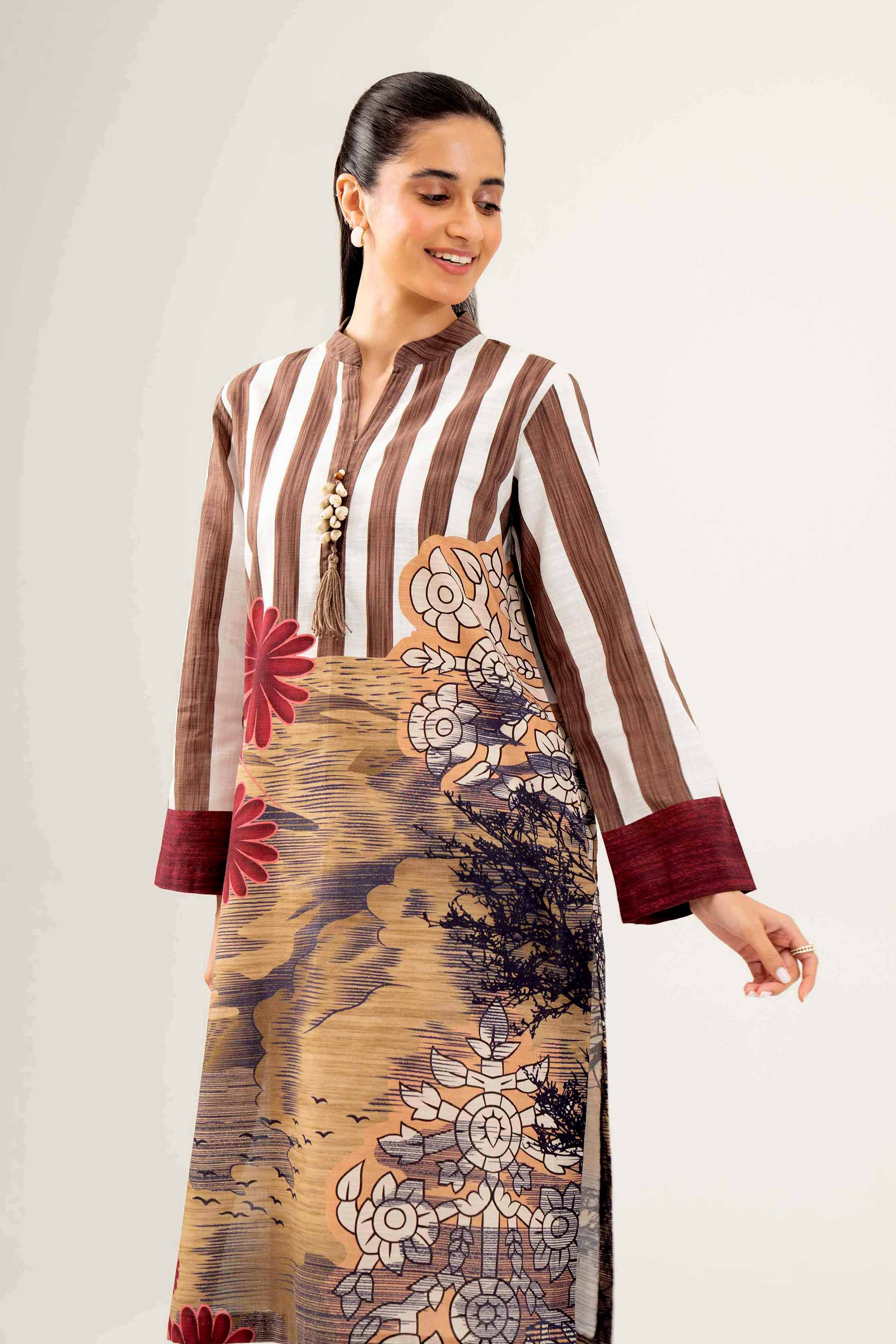 NishatUK - Olive Green Printed Khaddar 1-piece ready to wear Shirt