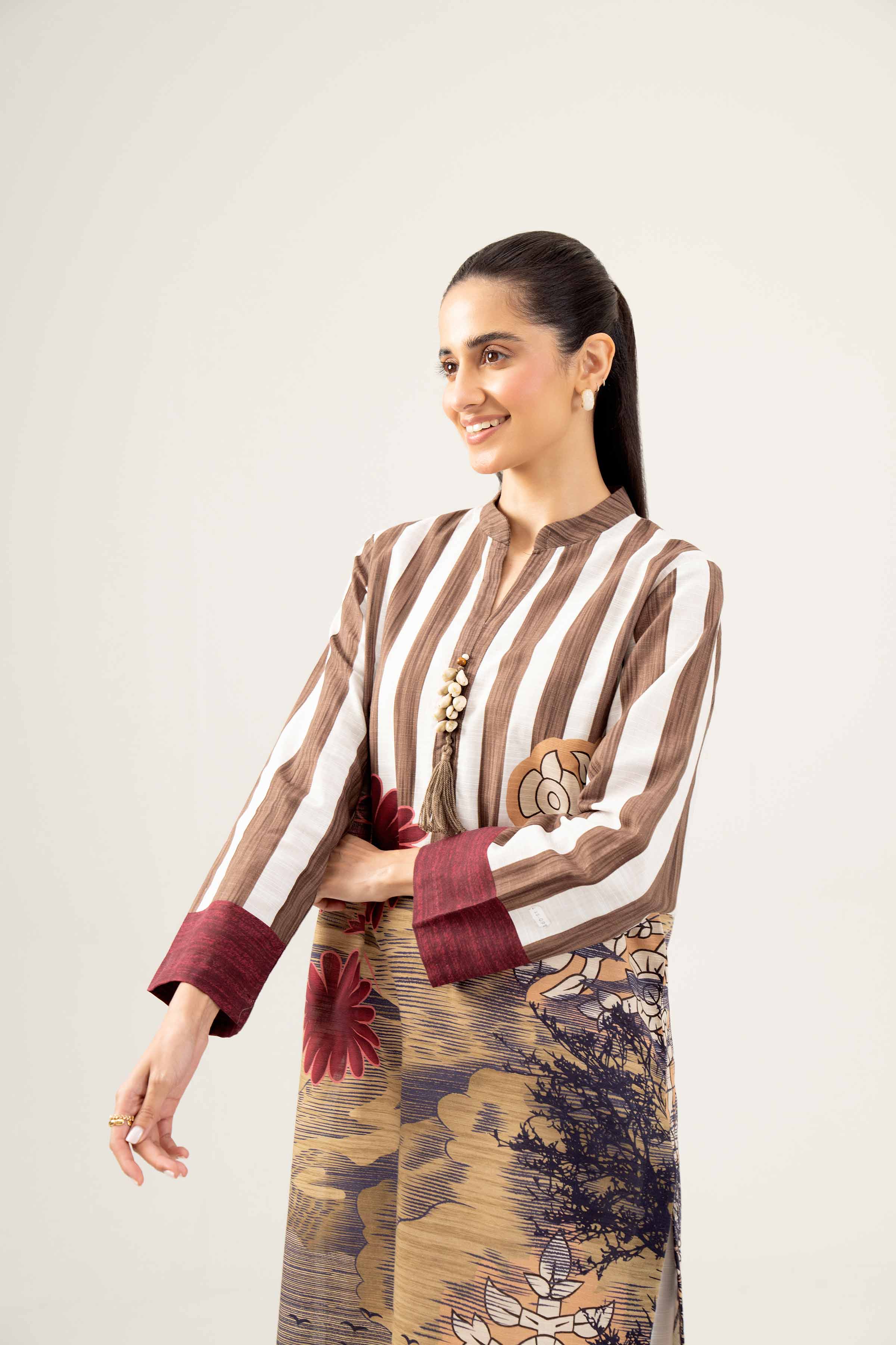 NishatUK - Olive Green Printed Khaddar 1-piece ready to wear Shirt