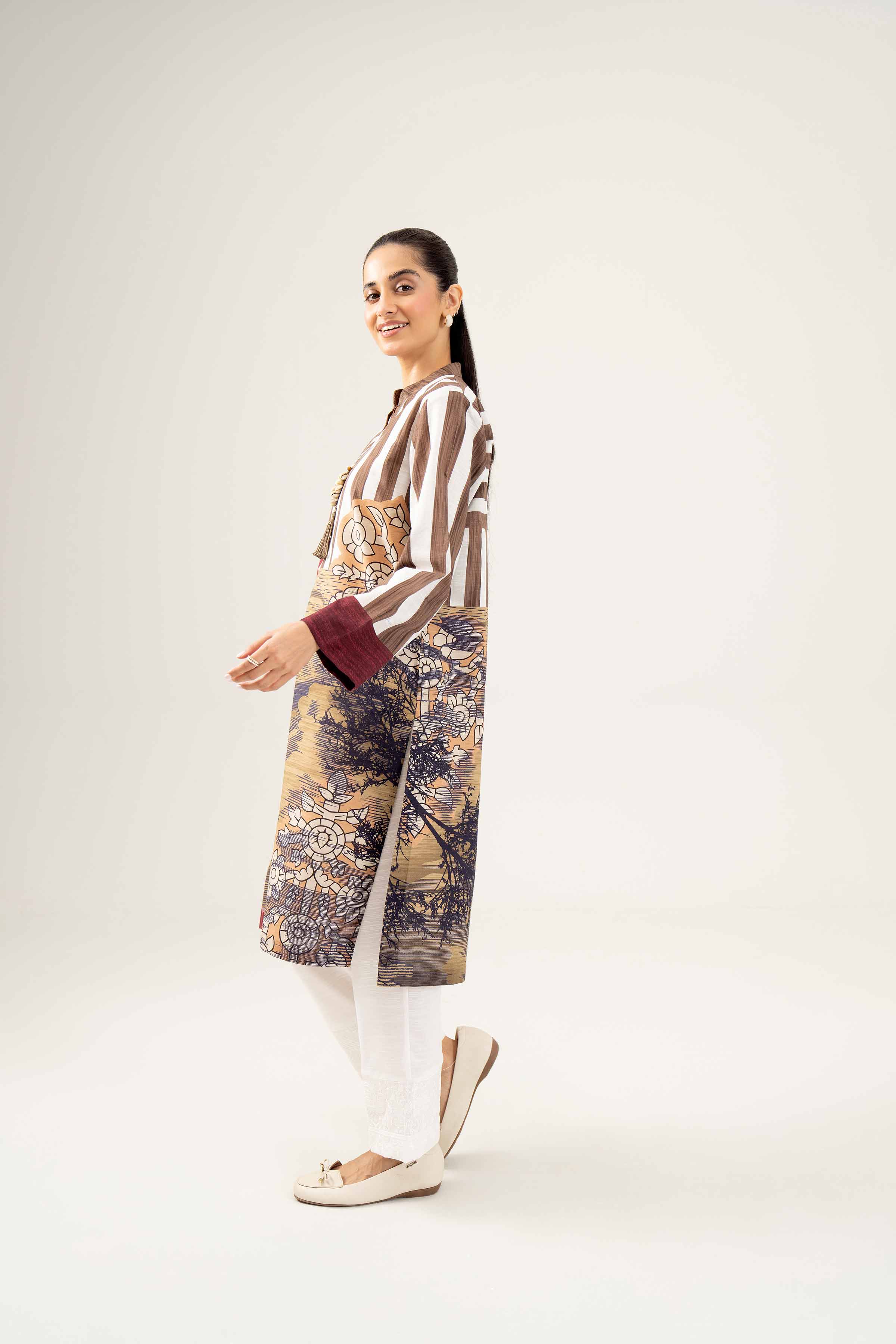 NishatUK - Olive Green Printed Khaddar 1-piece ready to wear Shirt