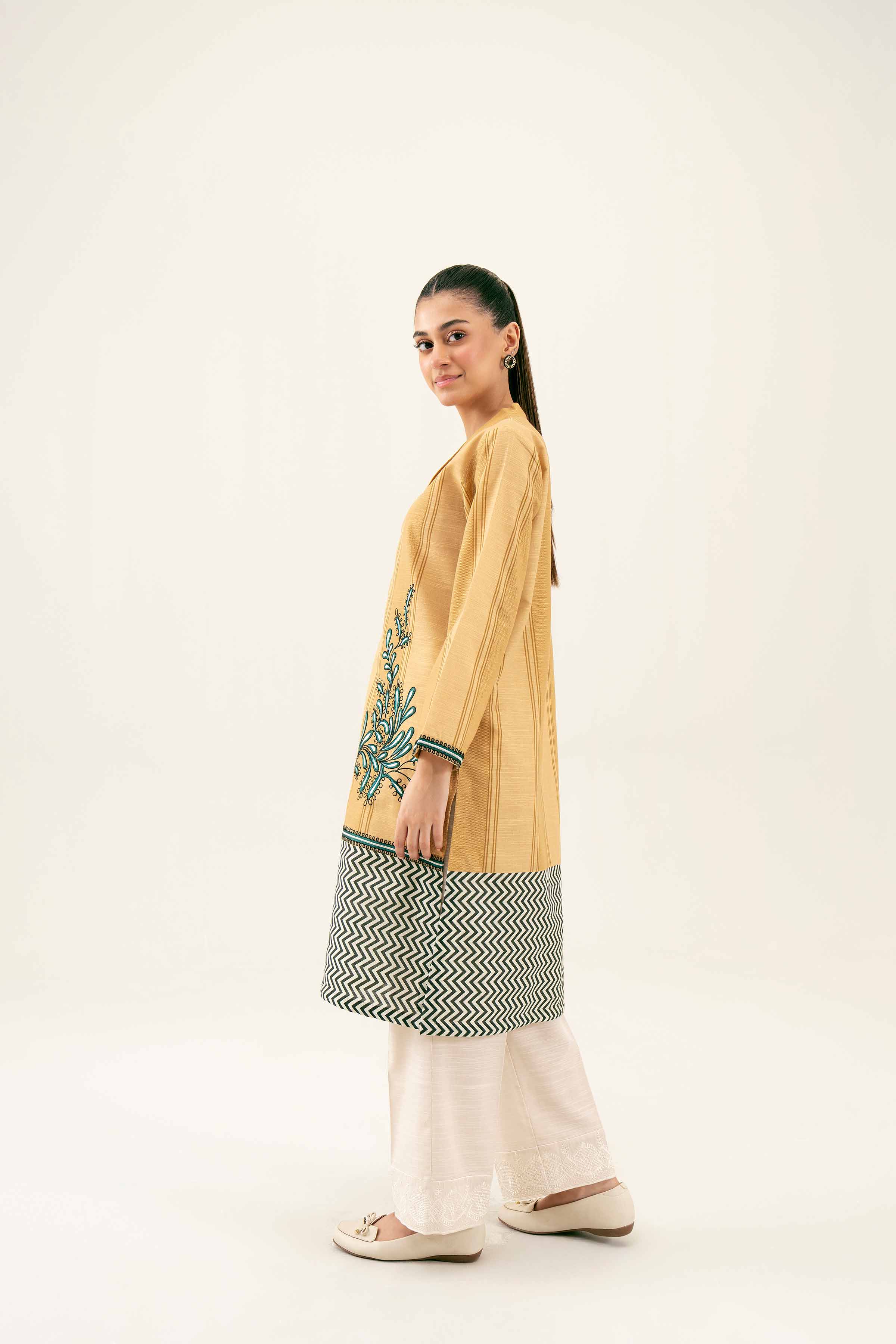 NishatUK - Beige Embroidered  Khaddar 1-piece ready to wear Shirt