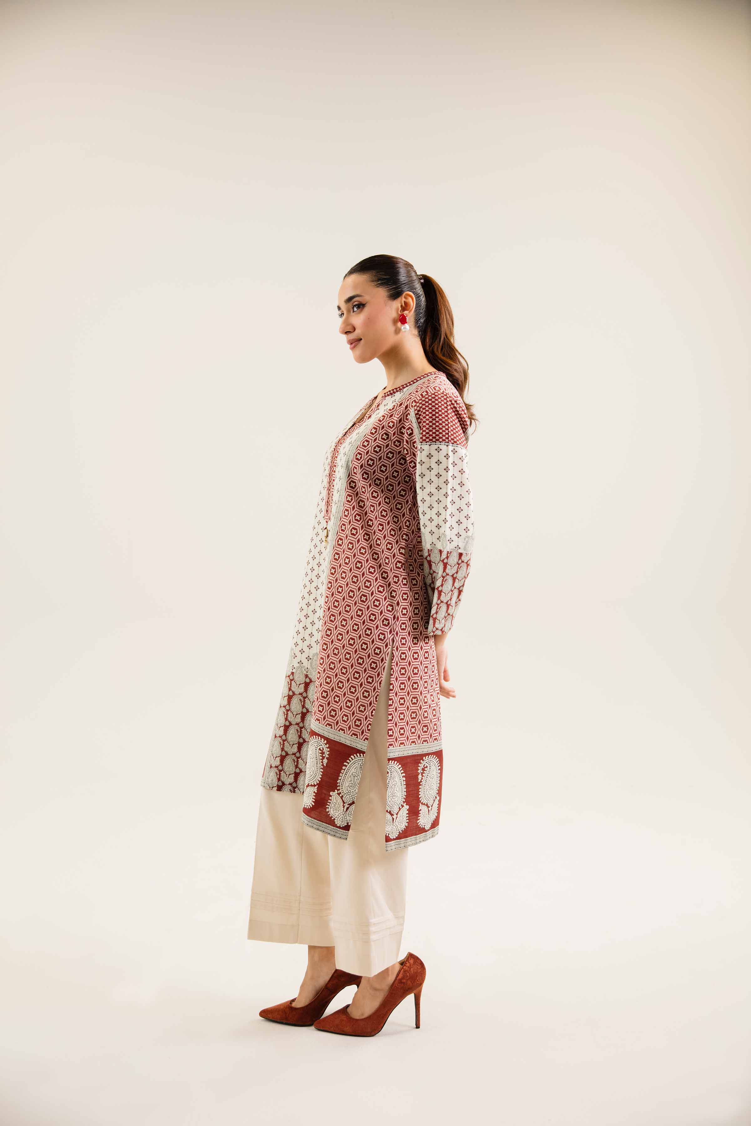NishatUK - Brown Printed Khaddar 1-piece ready to wear Shirt