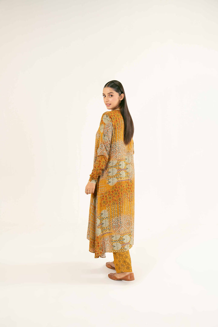 Printed Mustard Linen Suit