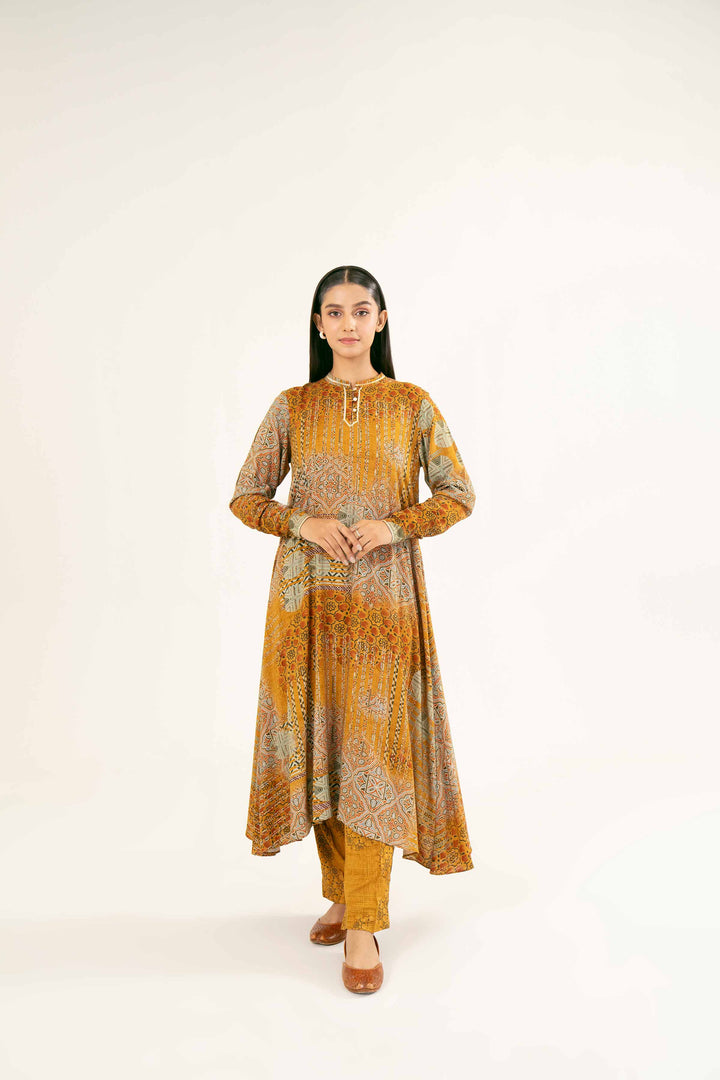 Printed Mustard Linen Suit