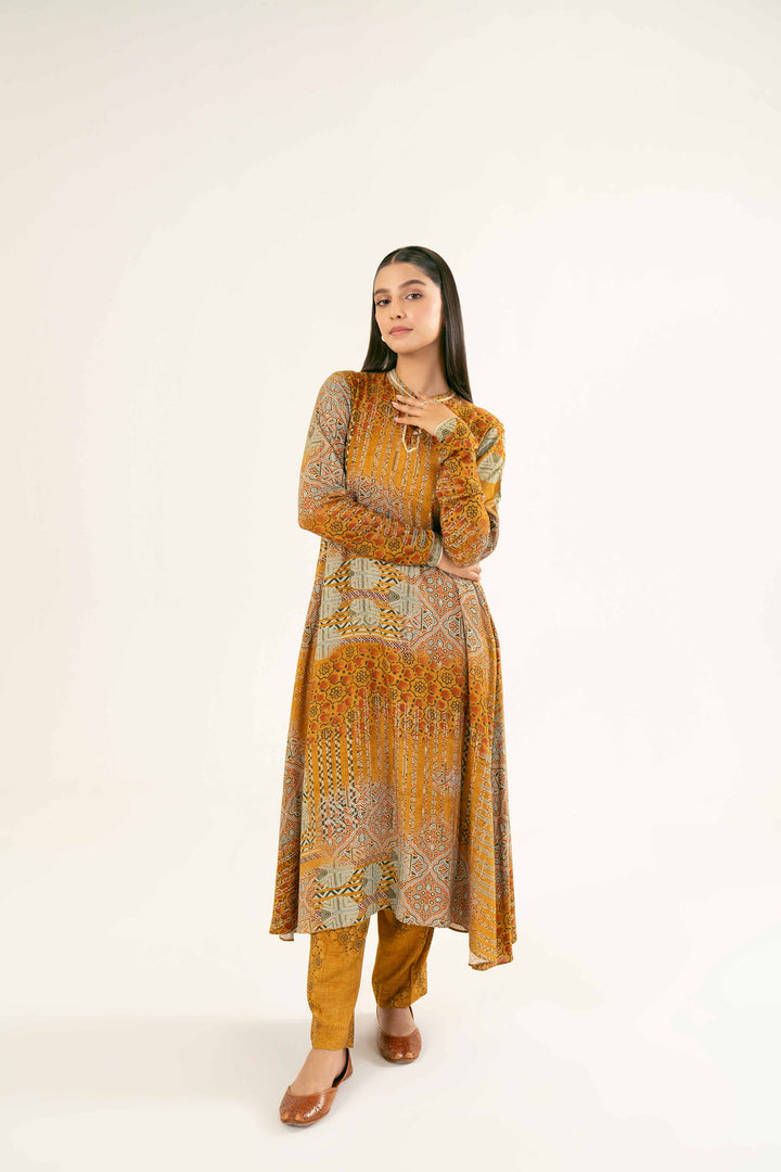 Printed Mustard Linen Suit