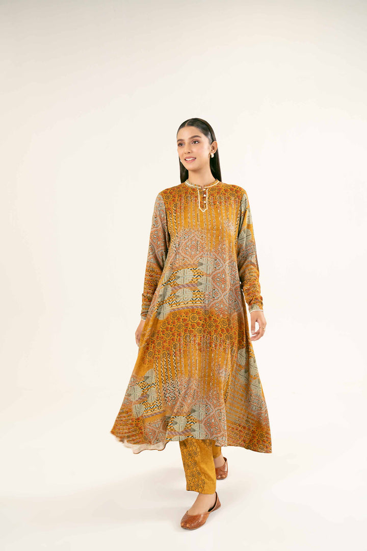 Printed Mustard Linen Suit