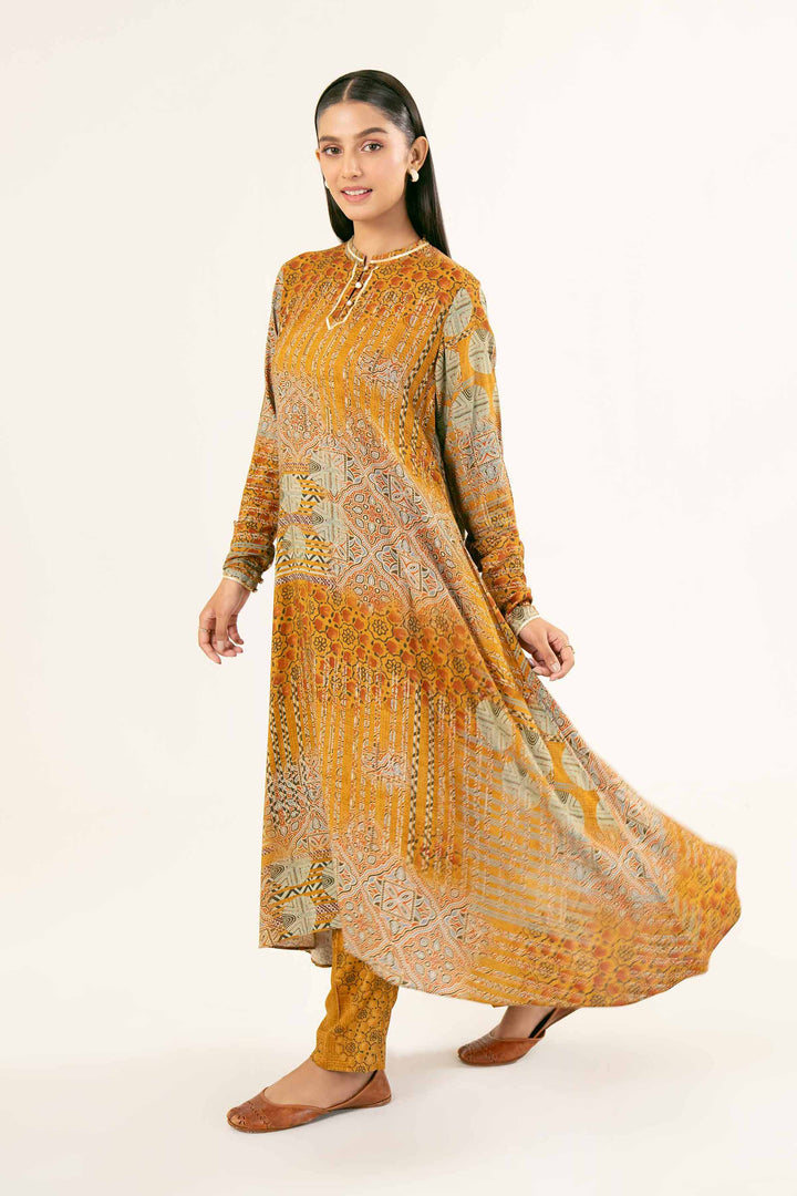 Printed Mustard Linen Suit