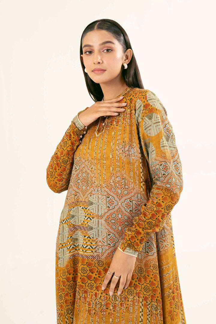 Printed Mustard Linen Suit