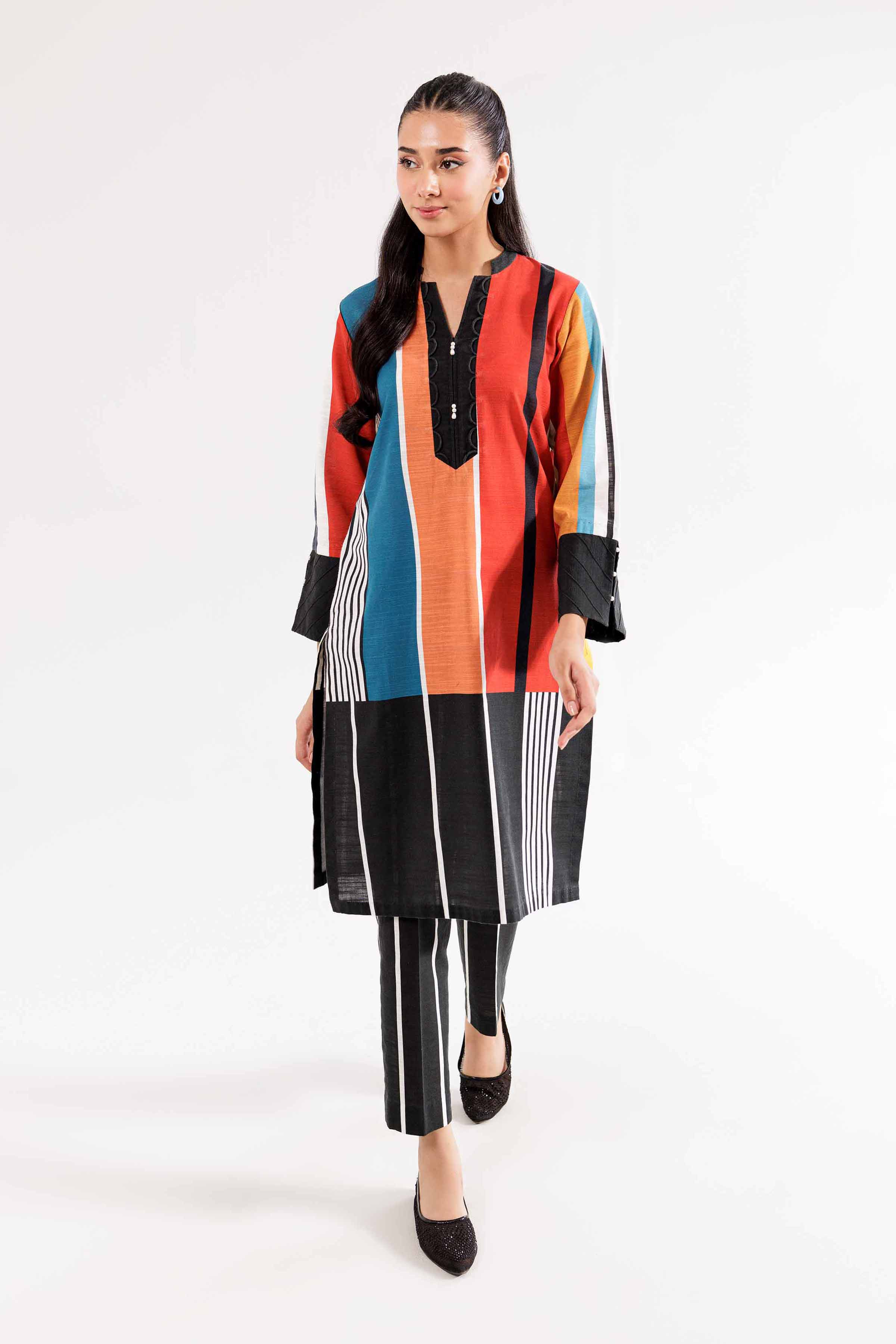 NishatUK - Brown Printed Khaddar 2-piece ready to wear Dress