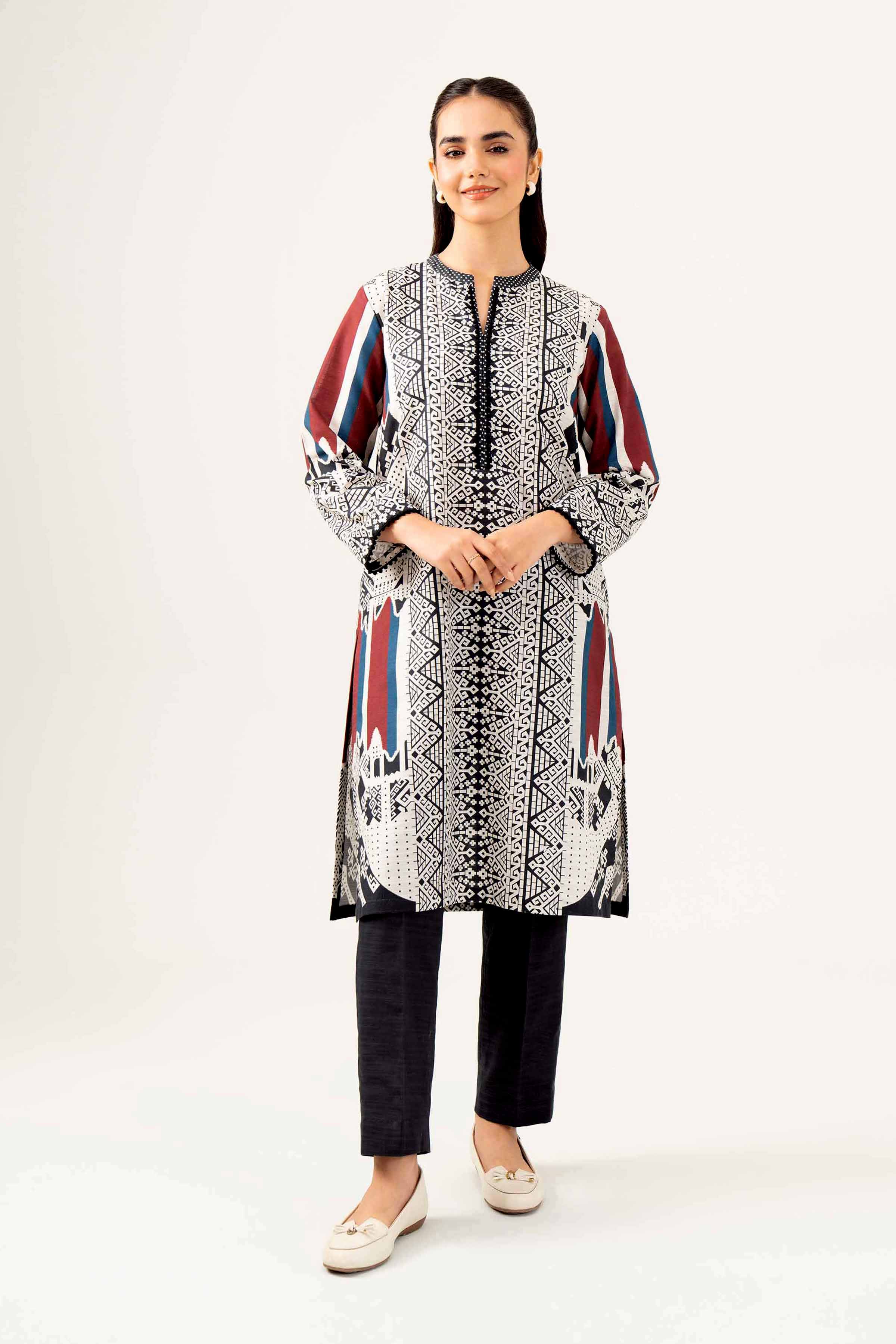 NishatUK - Black Printed Khaddar 2-piece ready to wear Dress