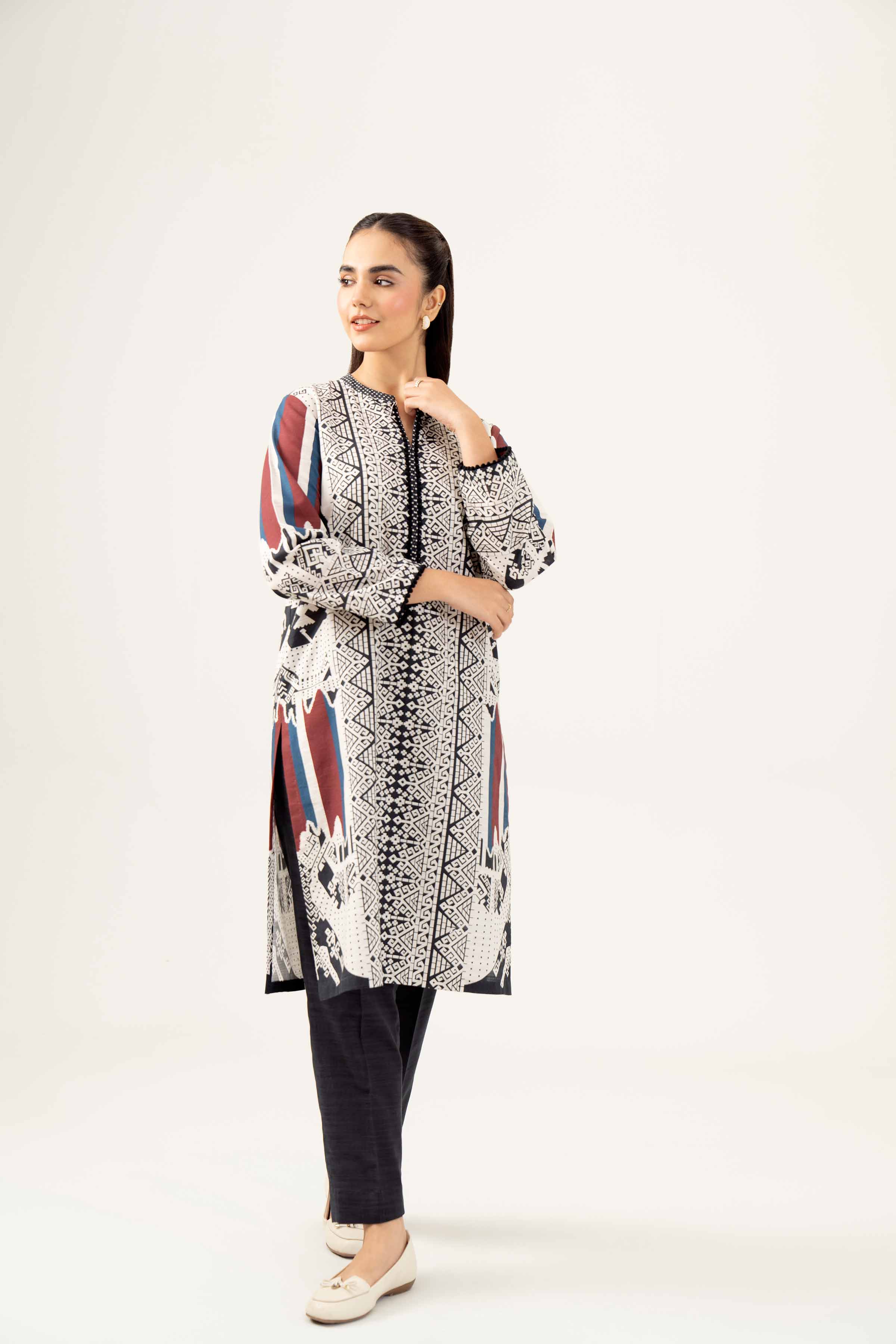 NishatUK - Black Printed Khaddar 2-piece ready to wear Dress