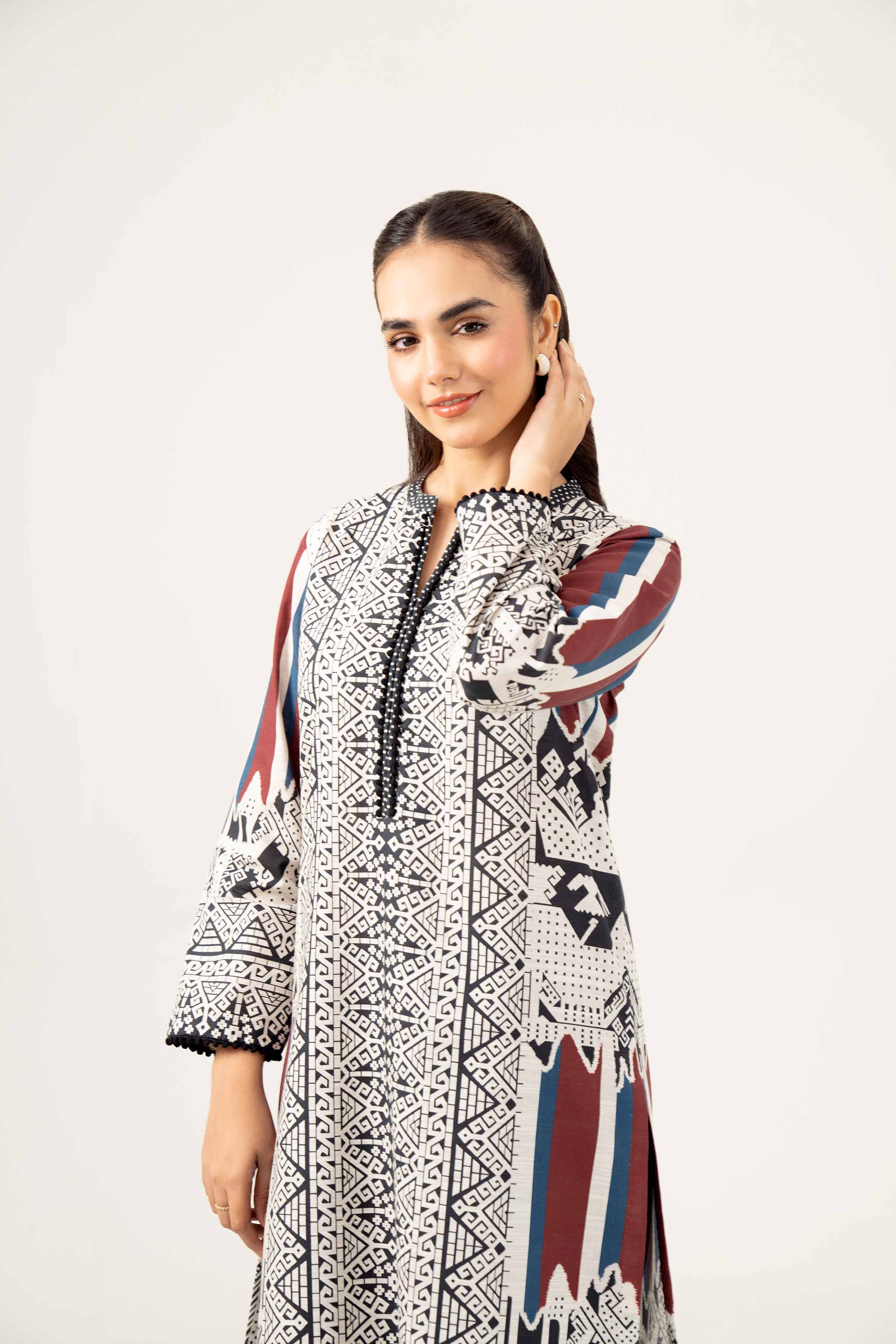 NishatUK - Black Printed Khaddar 2-piece ready to wear Dress