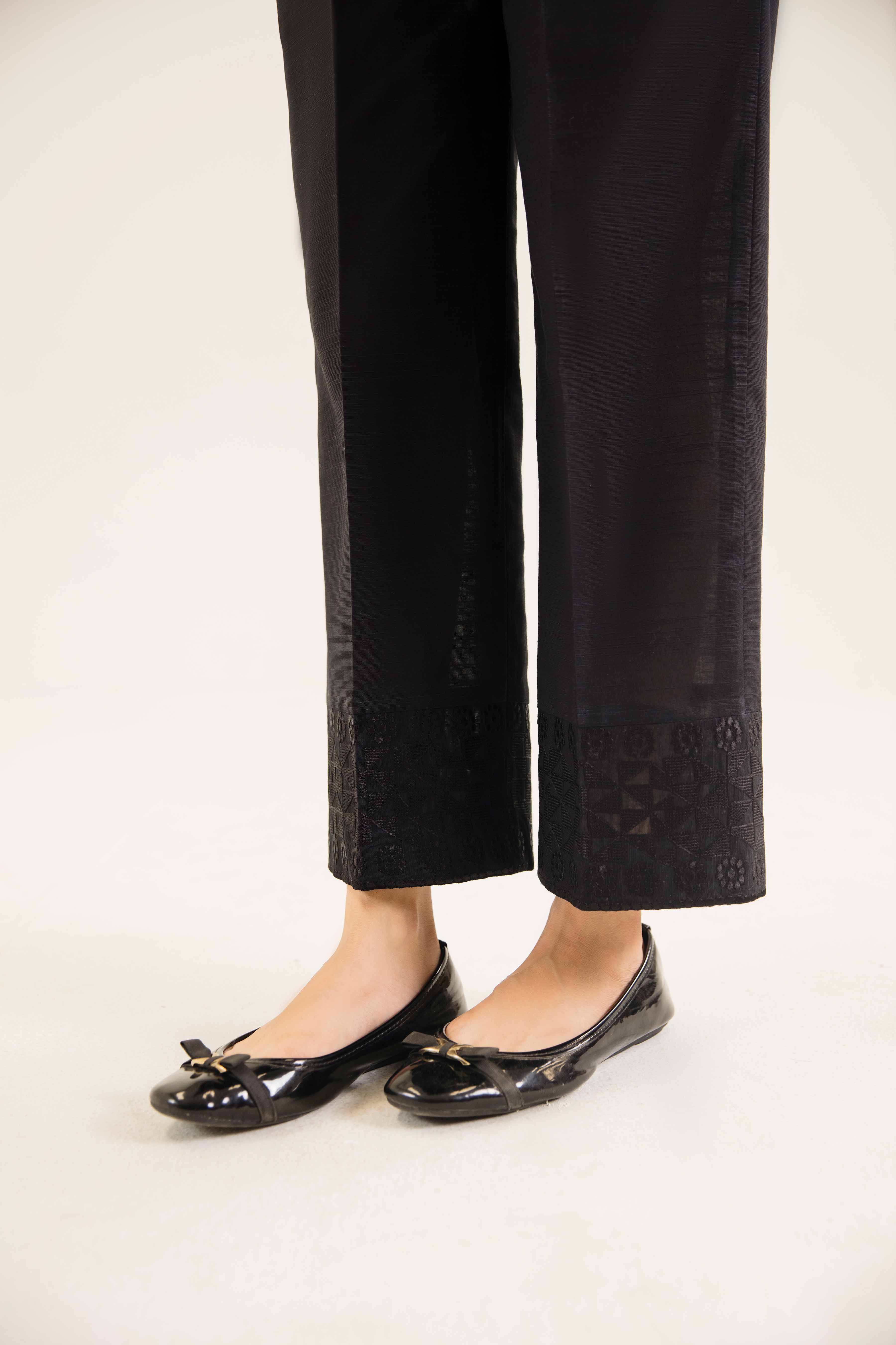 NishatUK - Black Embroidered  Khaddar 1-piece ready to wear Trouser