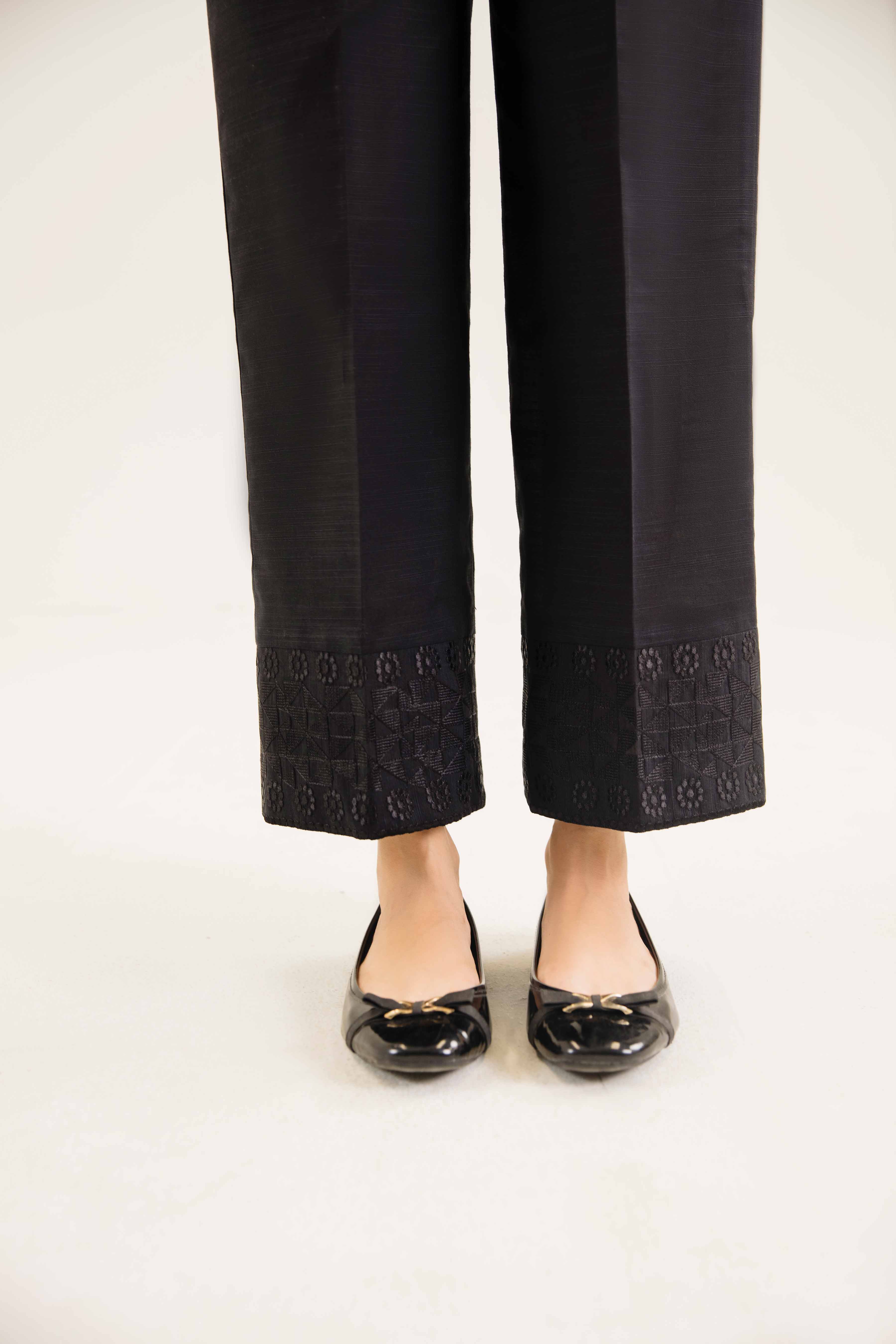 NishatUK - Black Embroidered  Khaddar 1-piece ready to wear Trouser