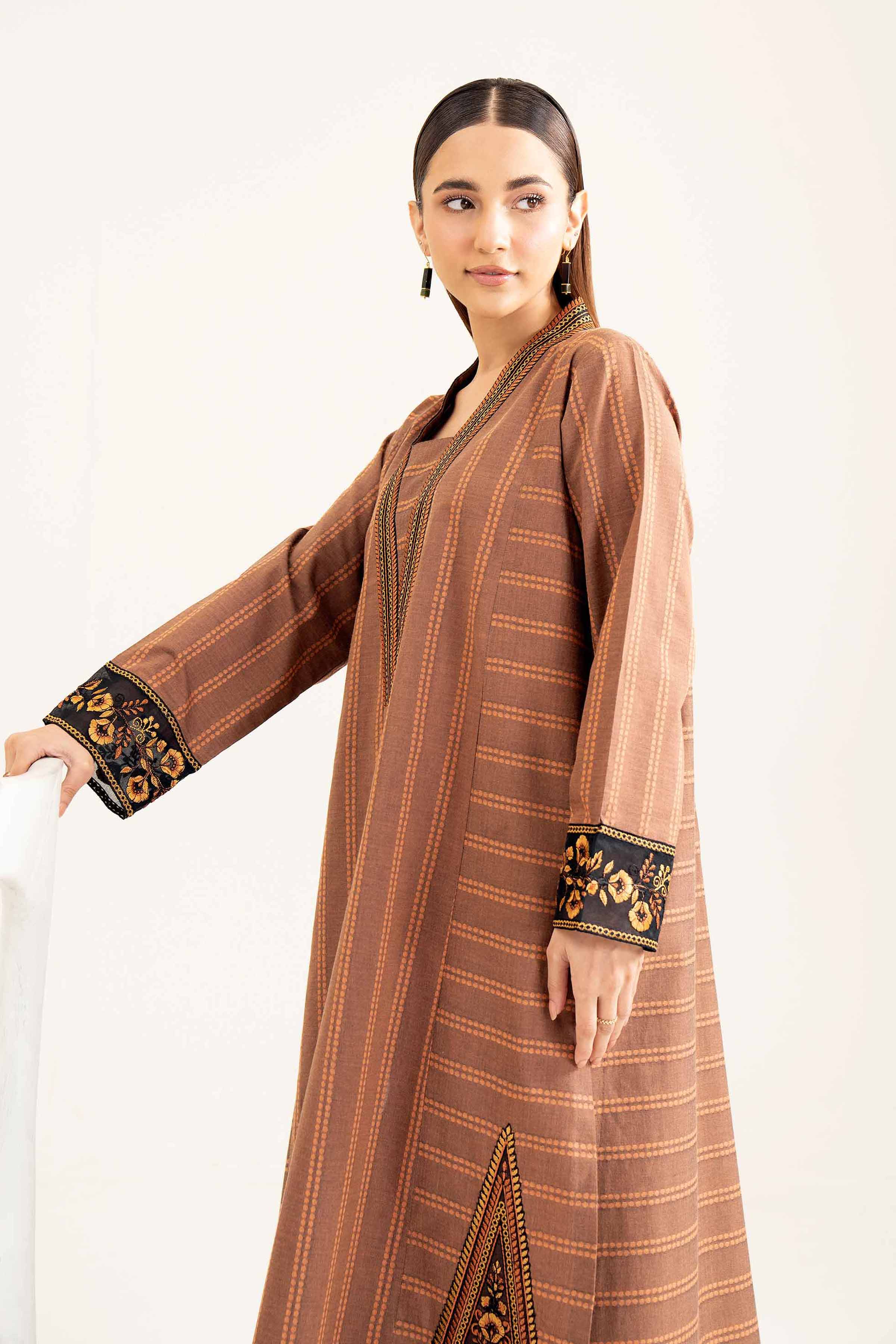 NishatUK - Brown Embroidered   Yarn Dyed 1-piece ready to wear Shirt