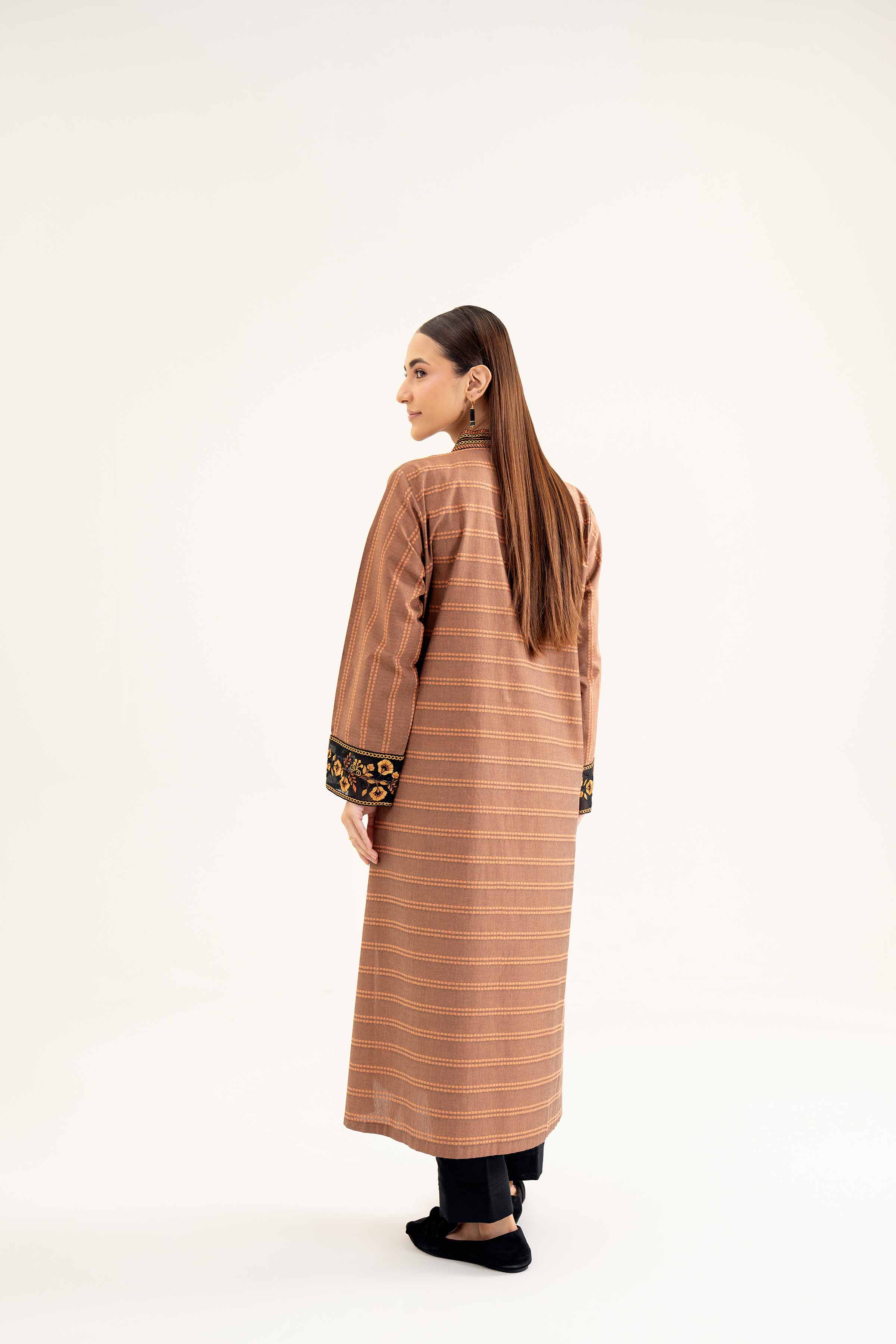 NishatUK - Brown Embroidered   Yarn Dyed 1-piece ready to wear Shirt