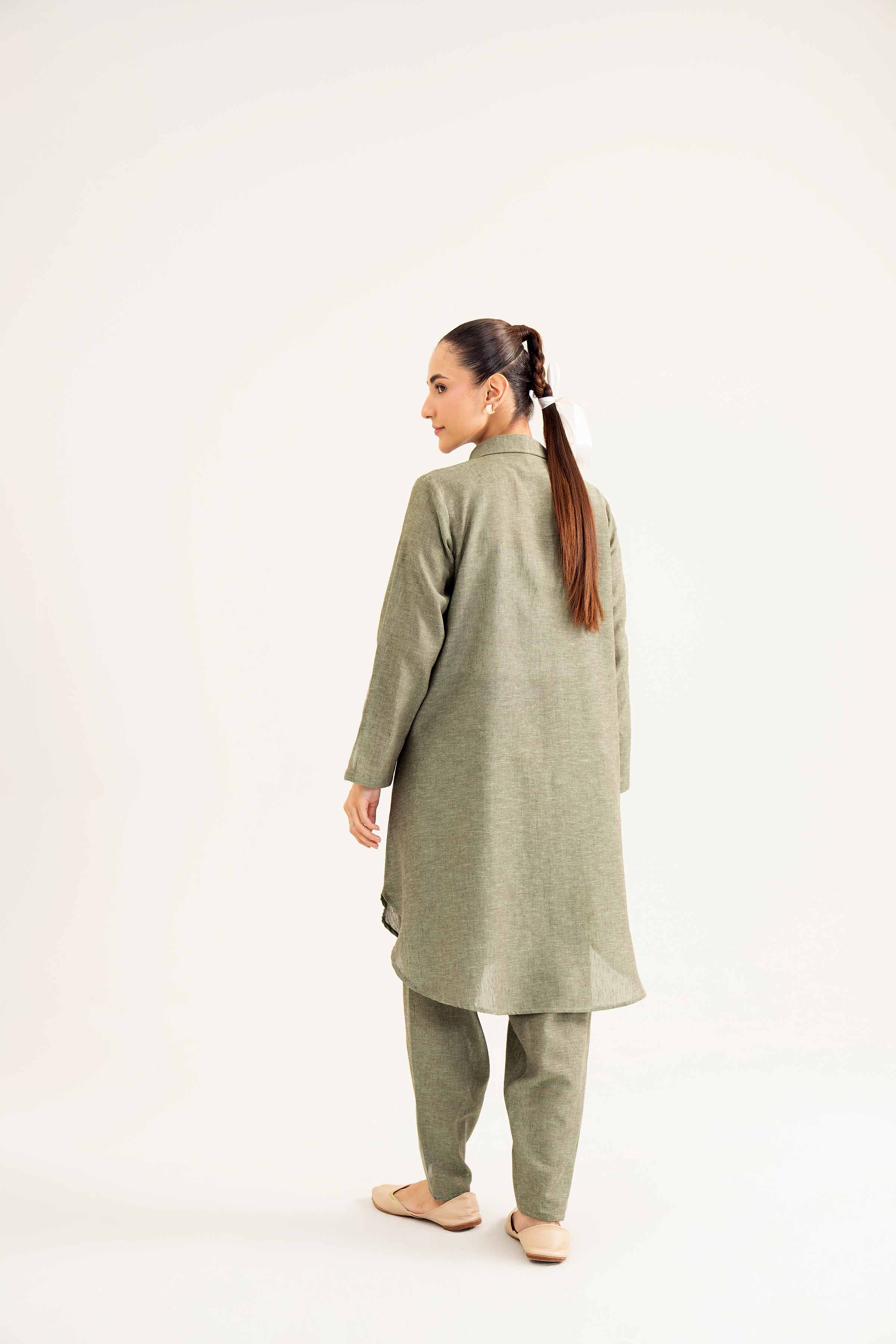 NishatUK - Green Embroidered   Yarn Dyed 1-piece ready to wear Shirt