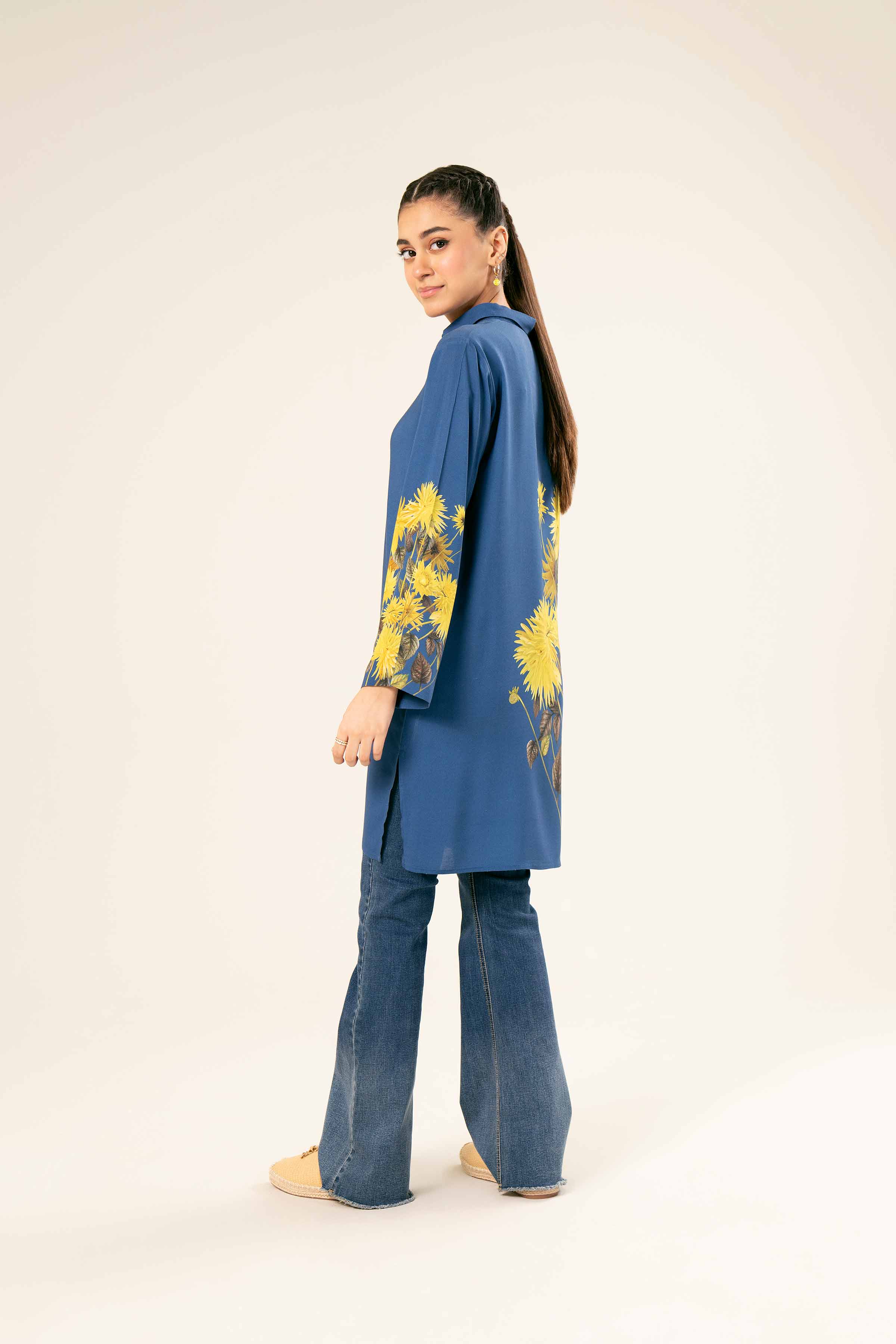 NishatUK - Brown Printed Linen 1-piece ready to wear Tunic