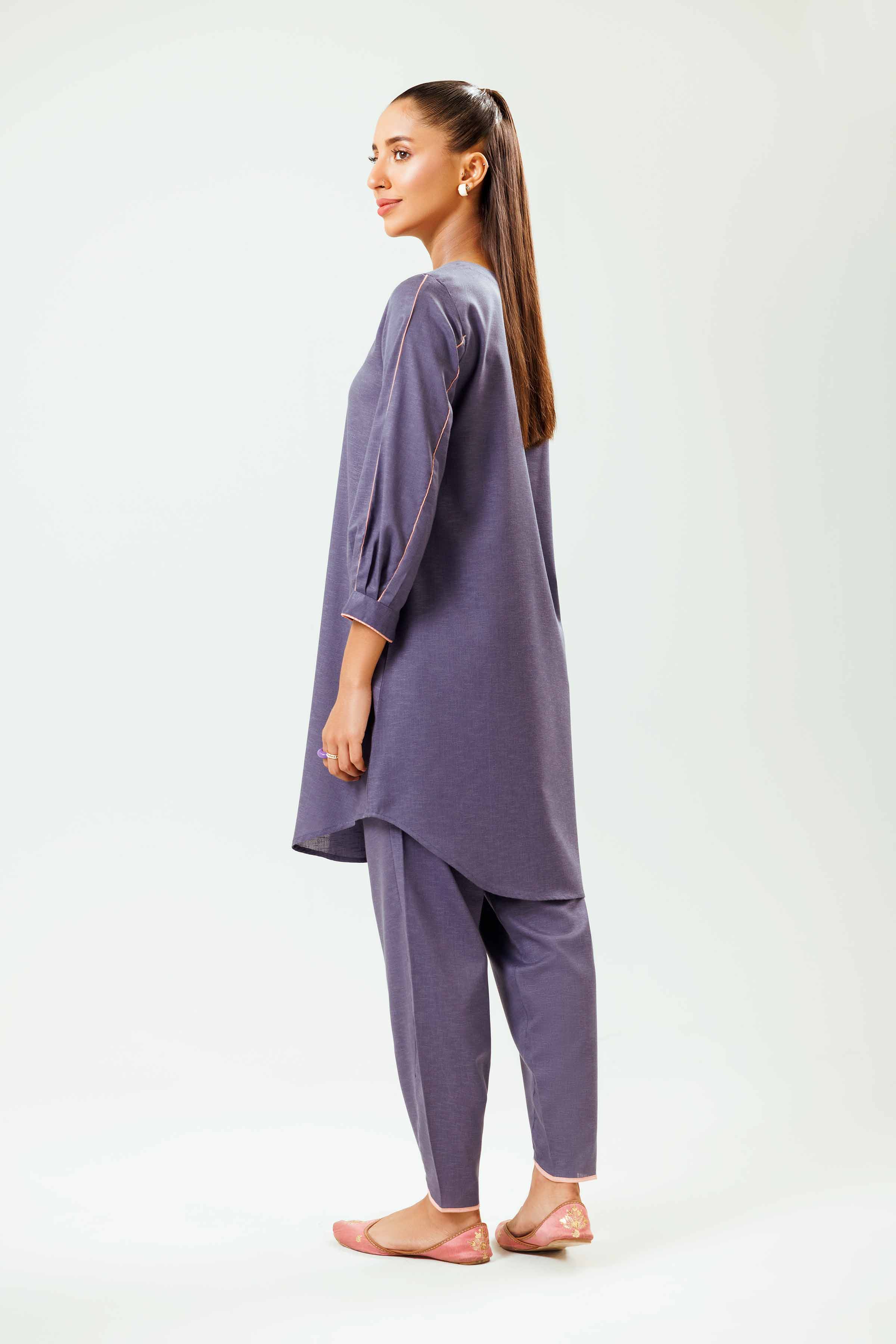 NishatUK - Purple Embroidered   Karandi 1-piece ready to wear Shirt