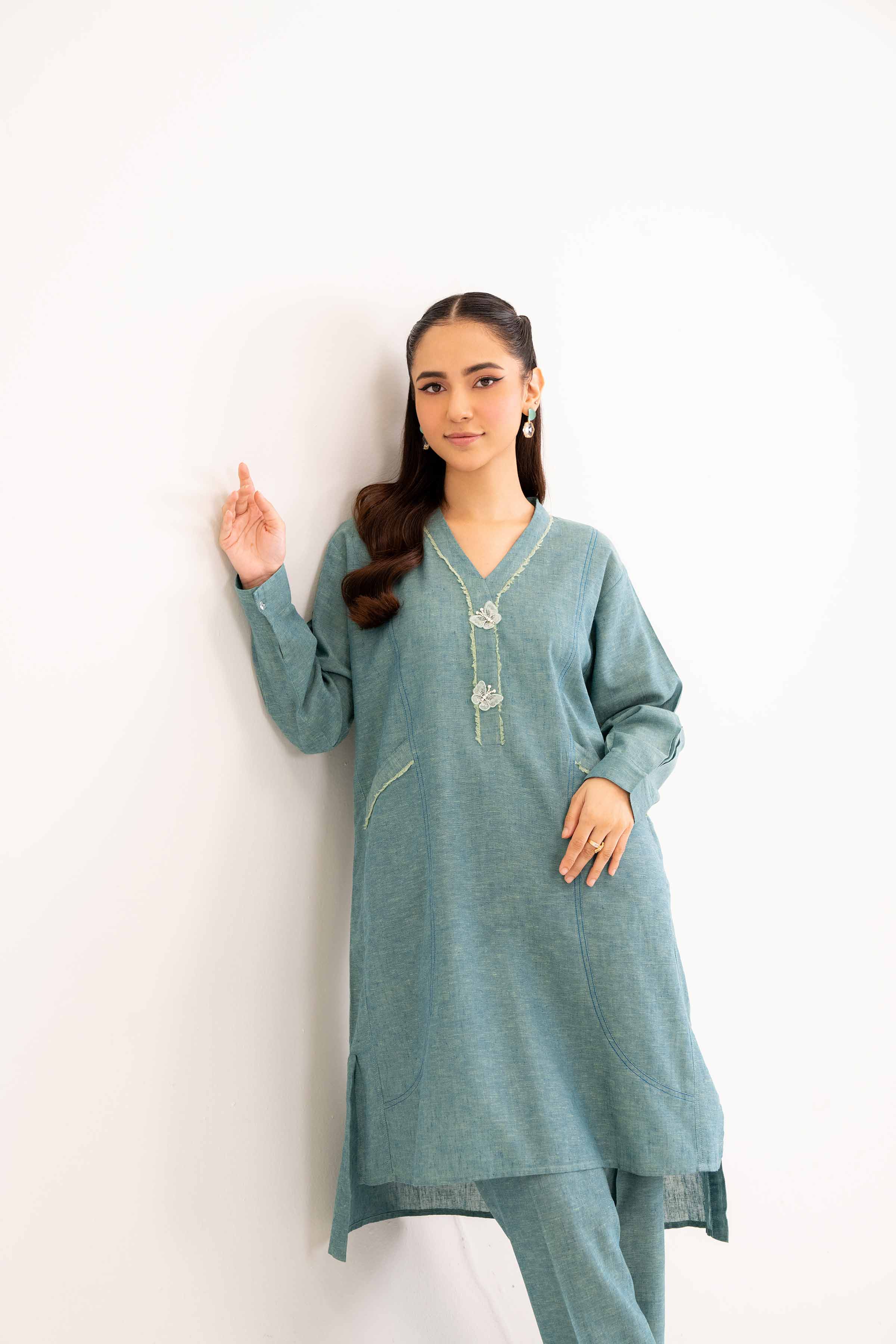 NishatUK - Brown Embroidered   Yarn Dyed 2-piece ready to wear Dress