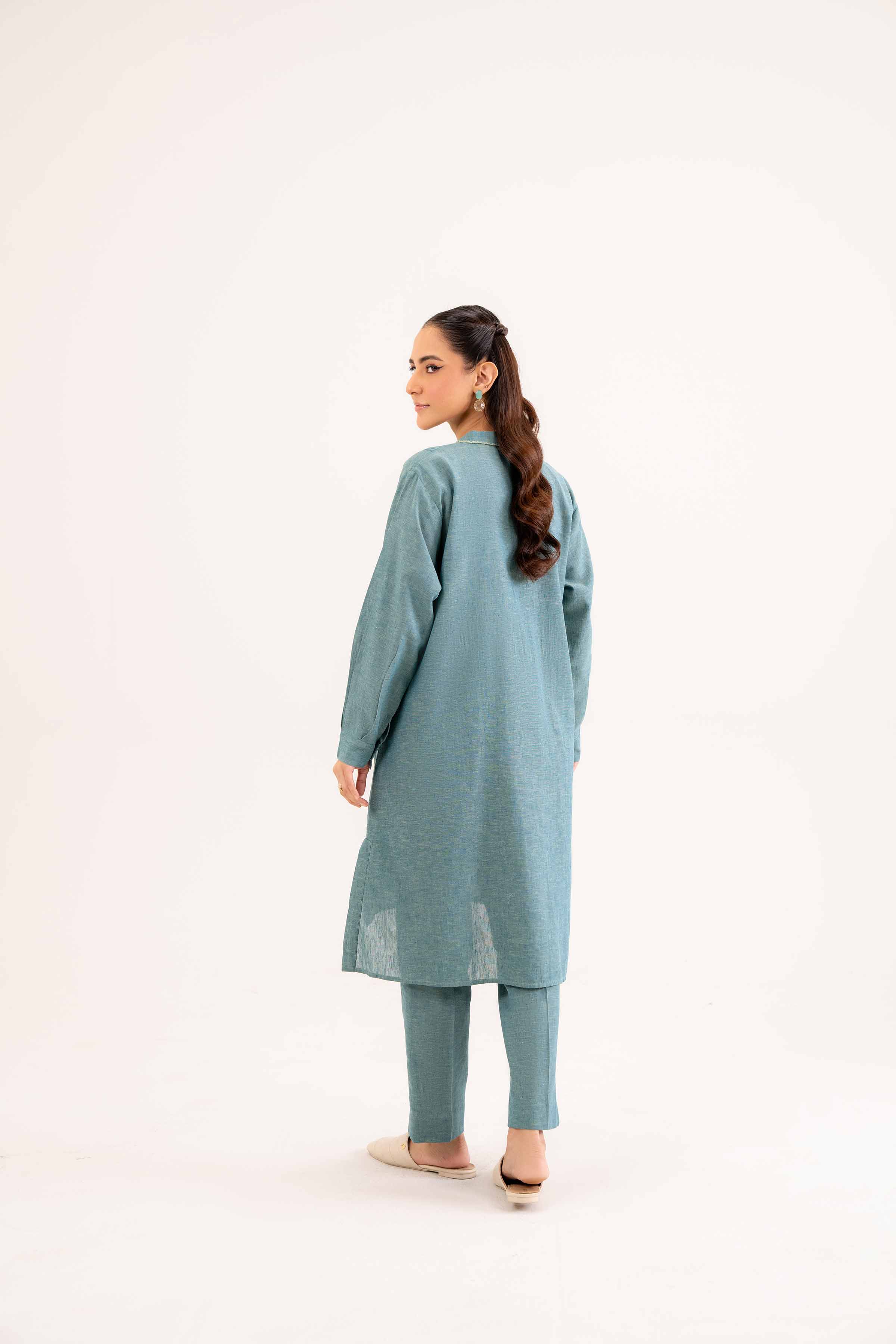 NishatUK - Brown Embroidered   Yarn Dyed 2-piece ready to wear Dress