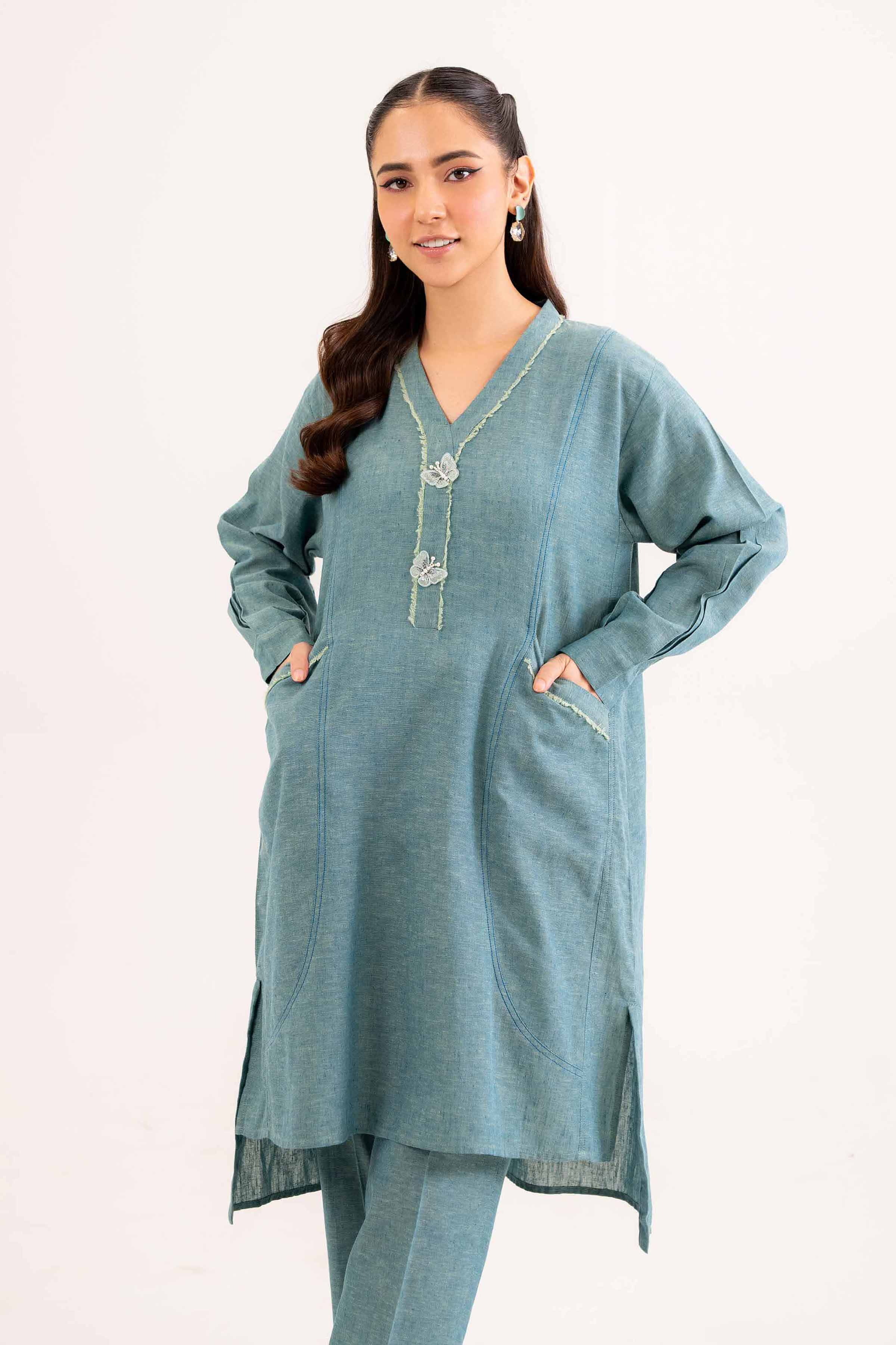 NishatUK - Brown Embroidered   Yarn Dyed 2-piece ready to wear Dress