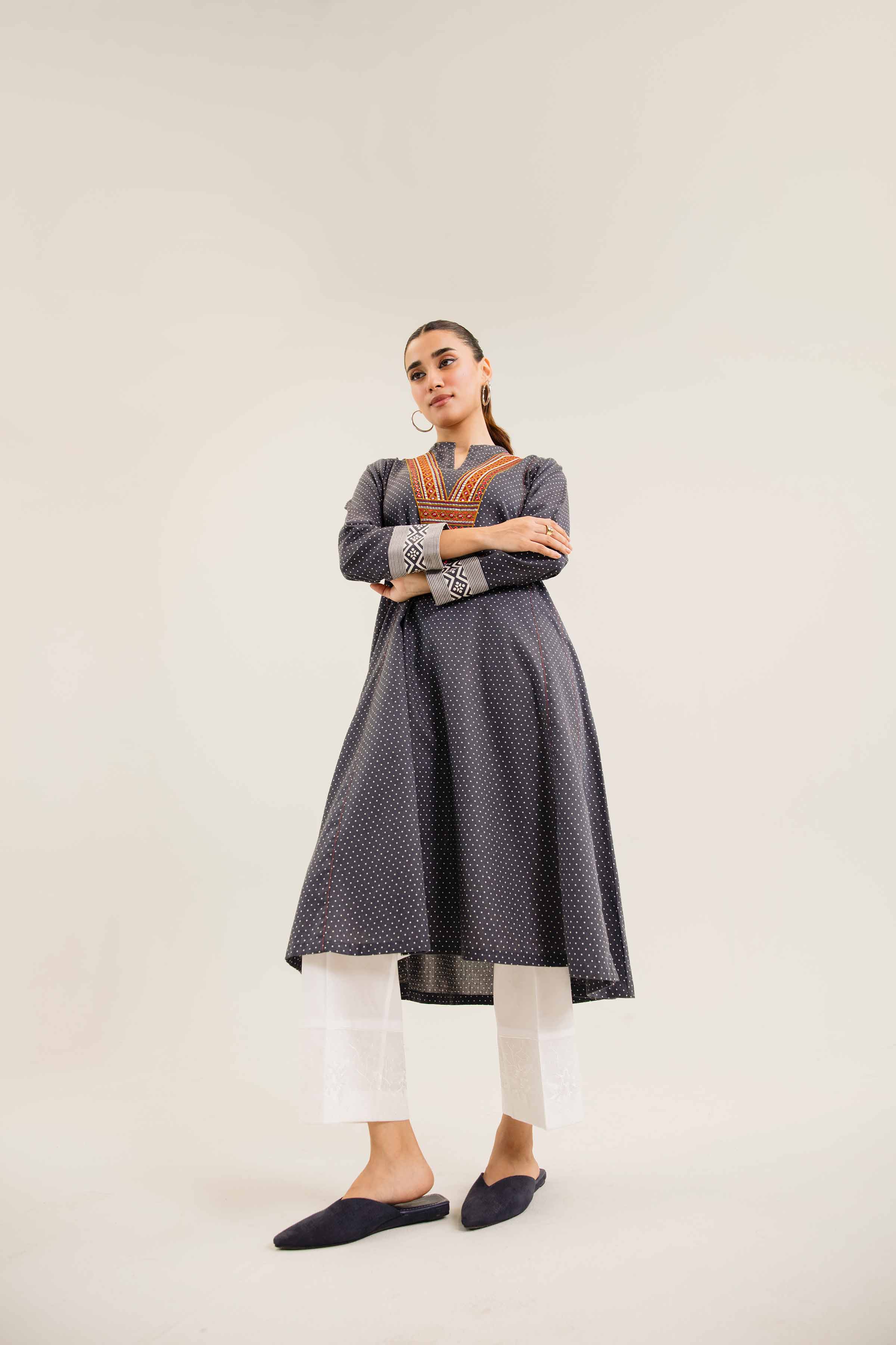 NishatUK - Brown Embroidered   Karandi 1-piece ready to wear Shirt