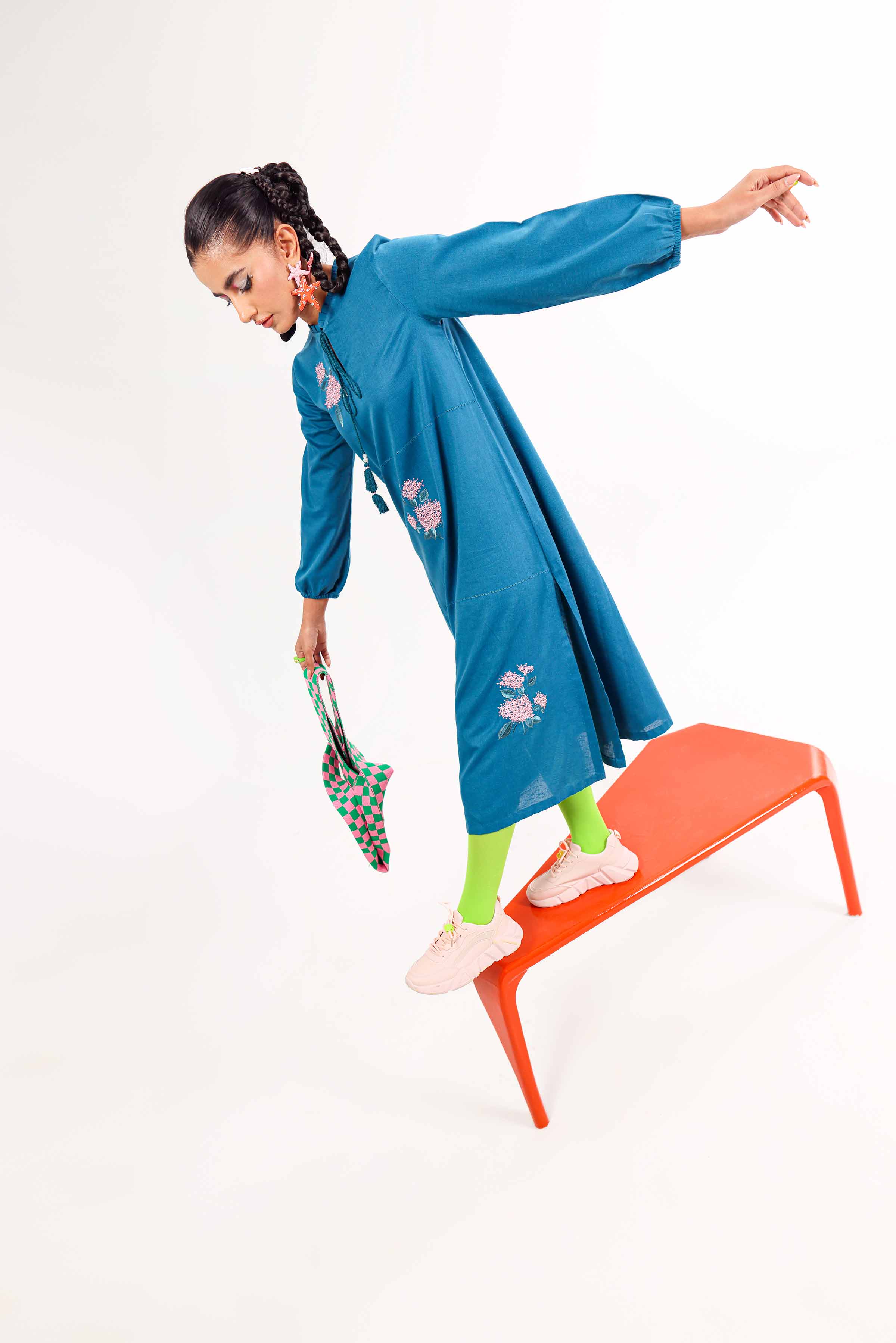 NishatUK - Teal Embroidered   Karandi 1-piece ready to wear Shirt