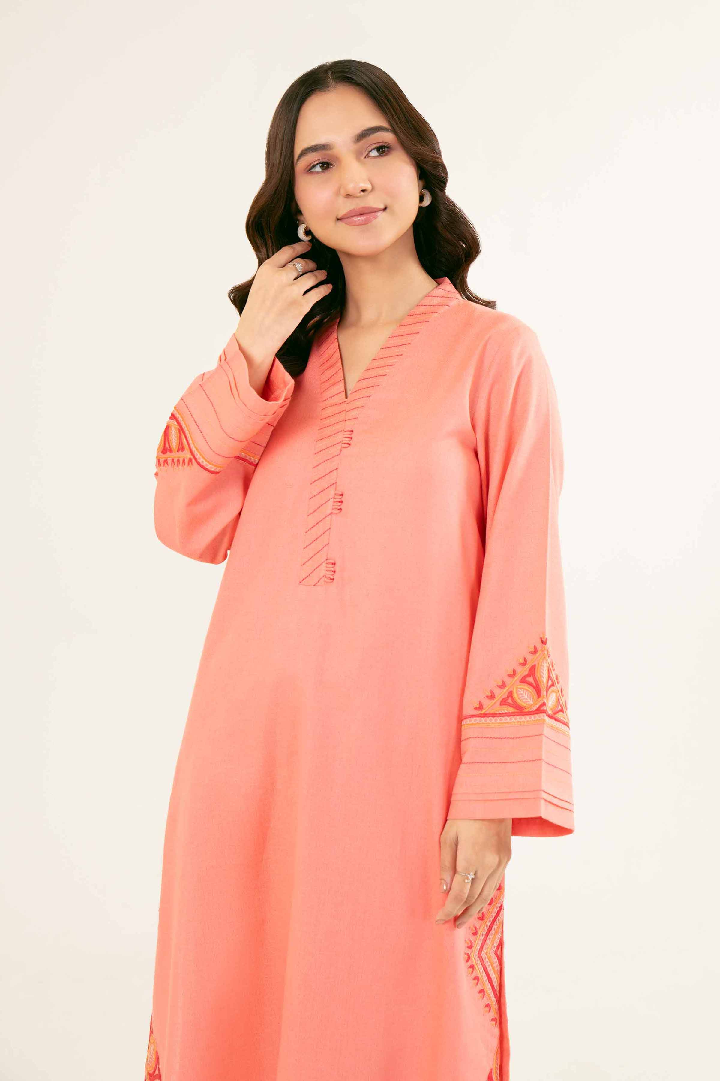 NishatUK - Brown Embroidered   Karandi 2-piece ready to wear Dress
