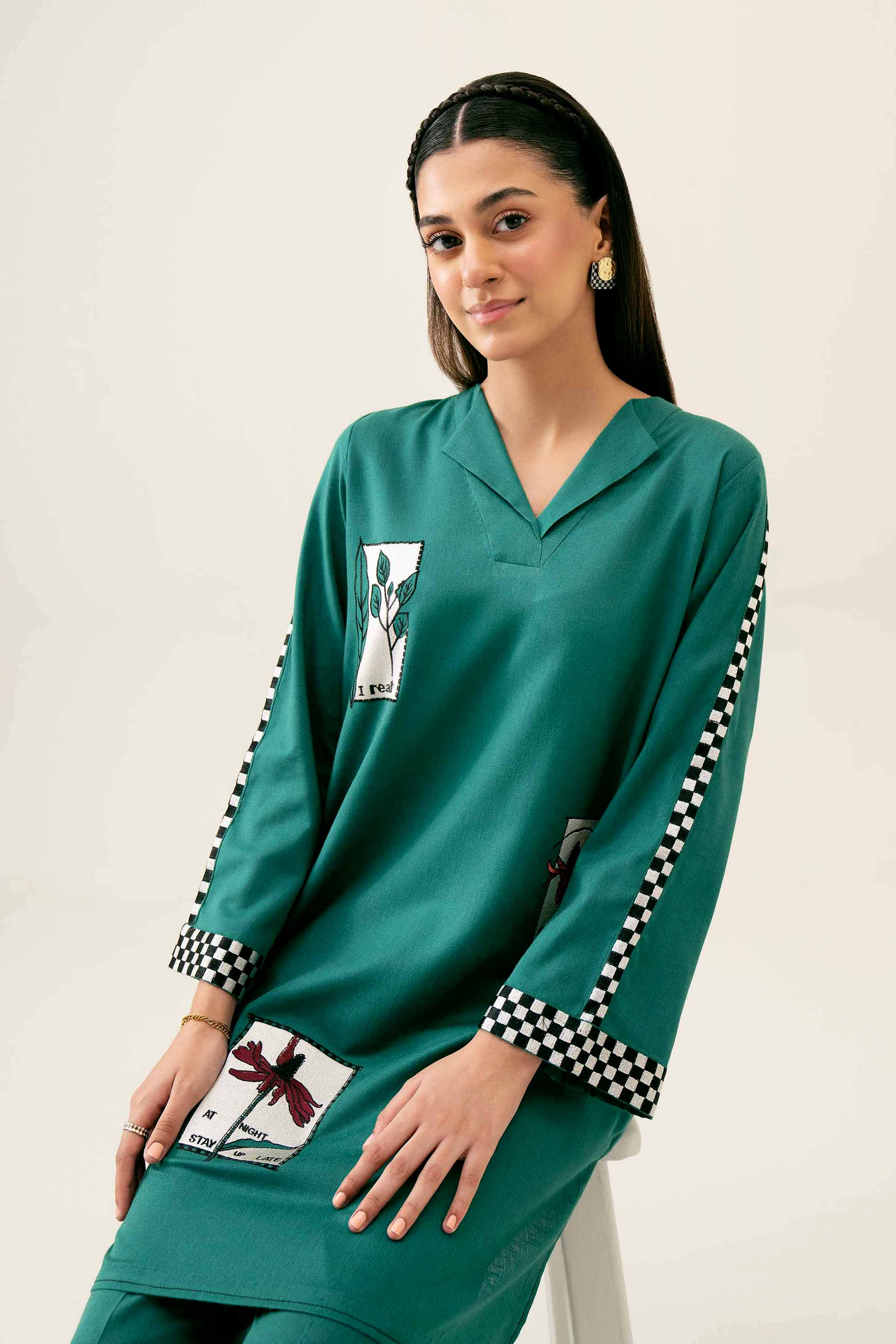 NishatUK - Green Embroidered   Karandi 2-piece ready to wear Dress