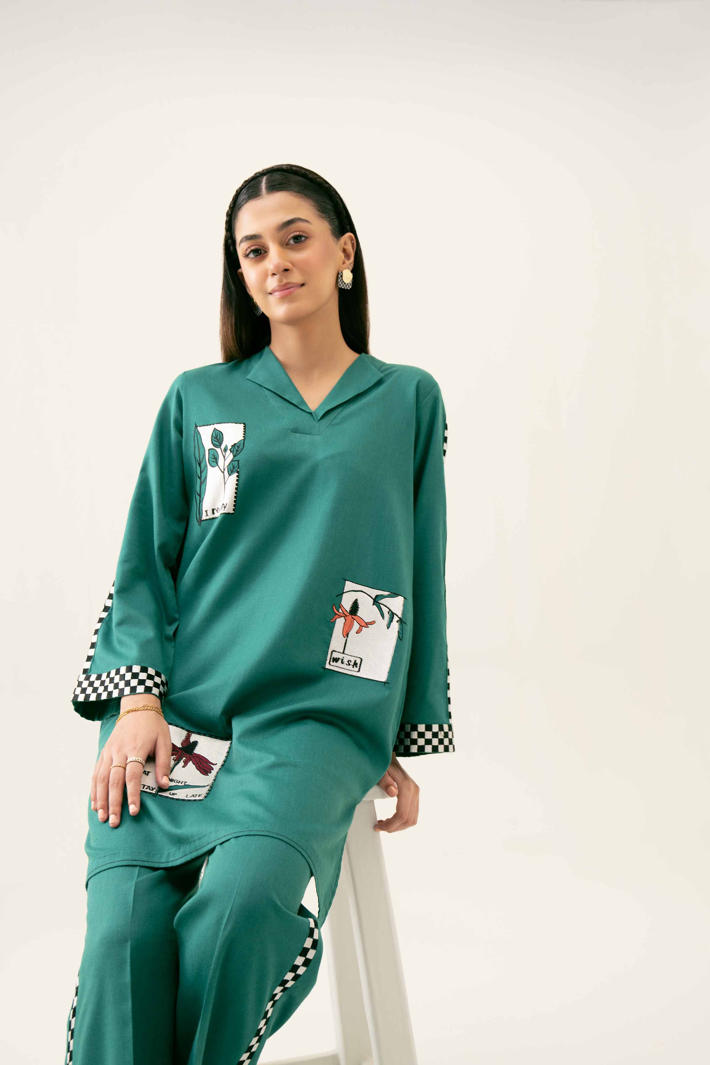 NishatUK - Green Embroidered   Karandi 2-piece ready to wear Dress