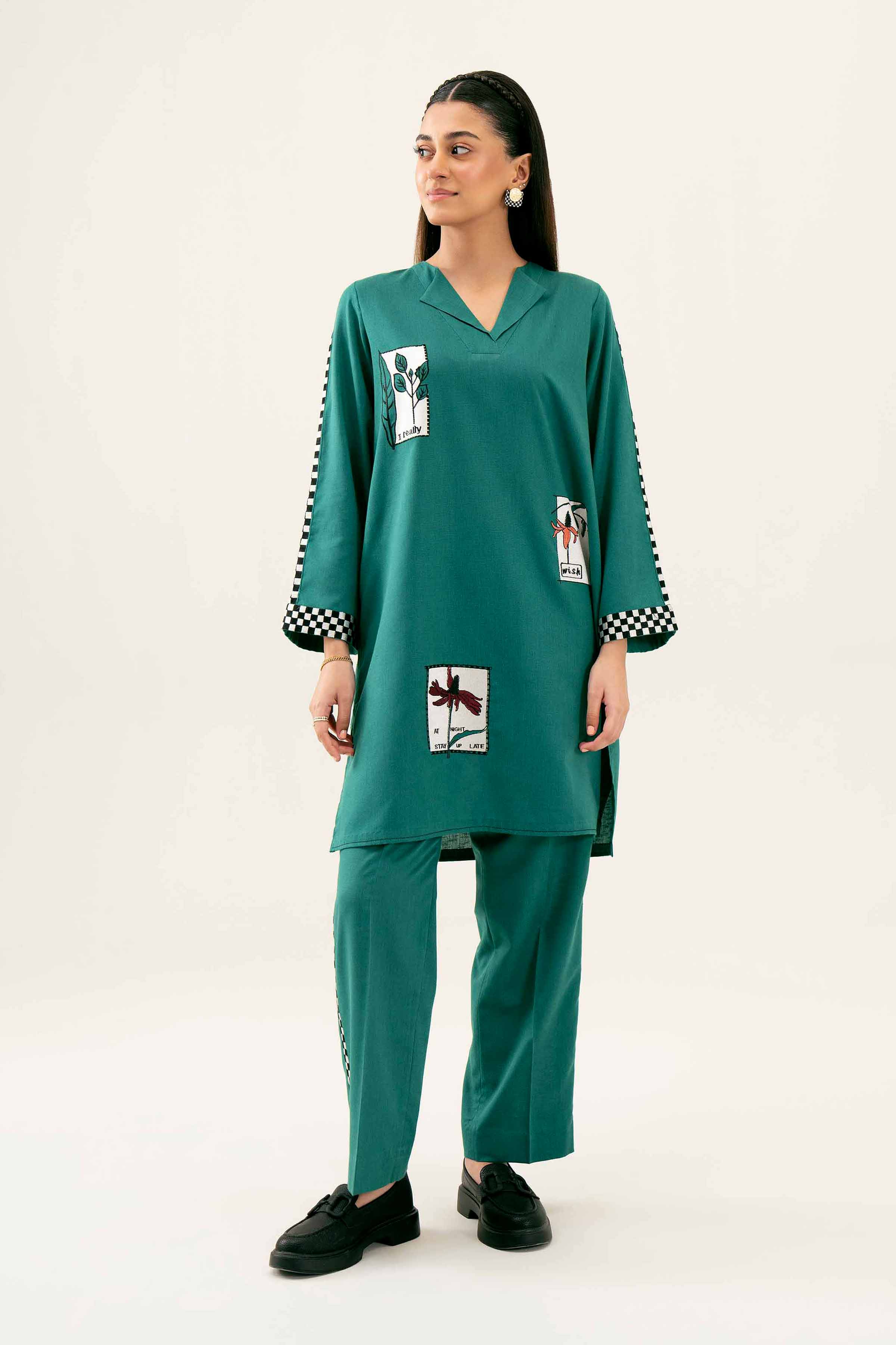 NishatUK - Green Embroidered   Karandi 2-piece ready to wear Dress