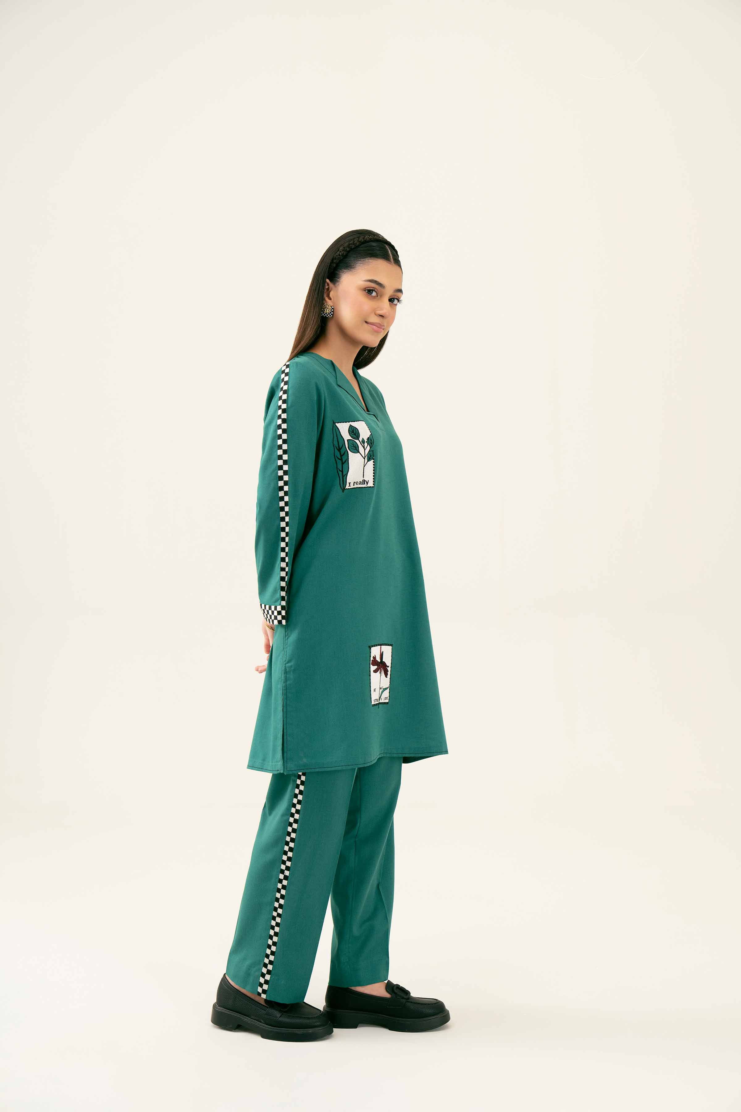 NishatUK - Green Embroidered   Karandi 2-piece ready to wear Dress
