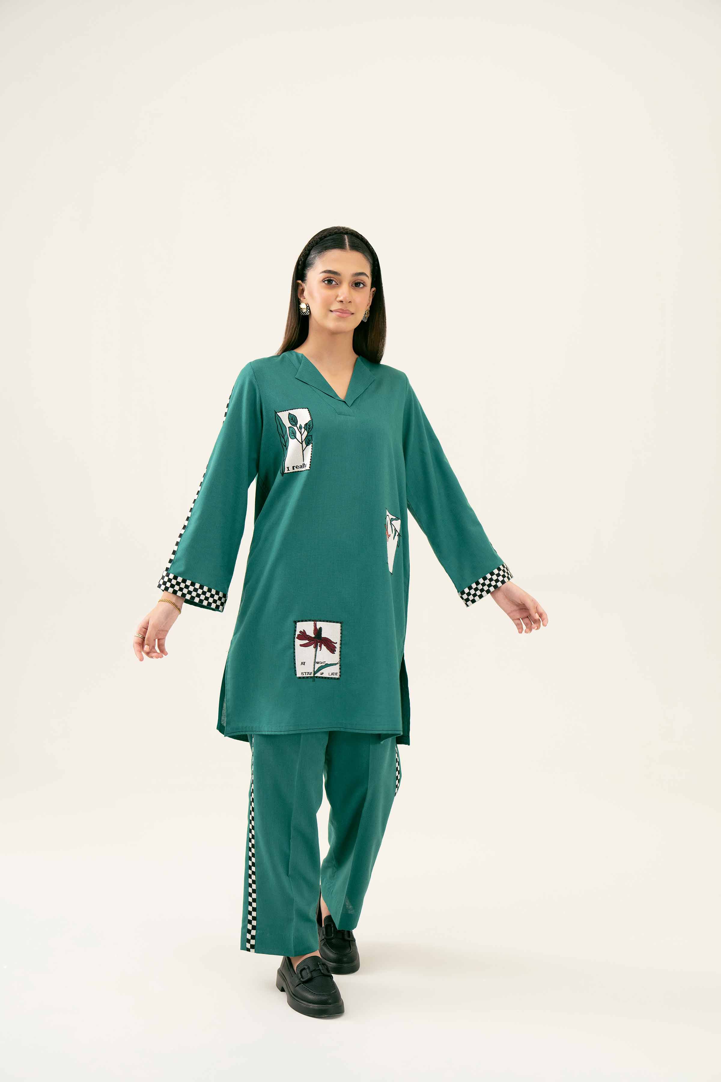 NishatUK - Green Embroidered   Karandi 2-piece ready to wear Dress