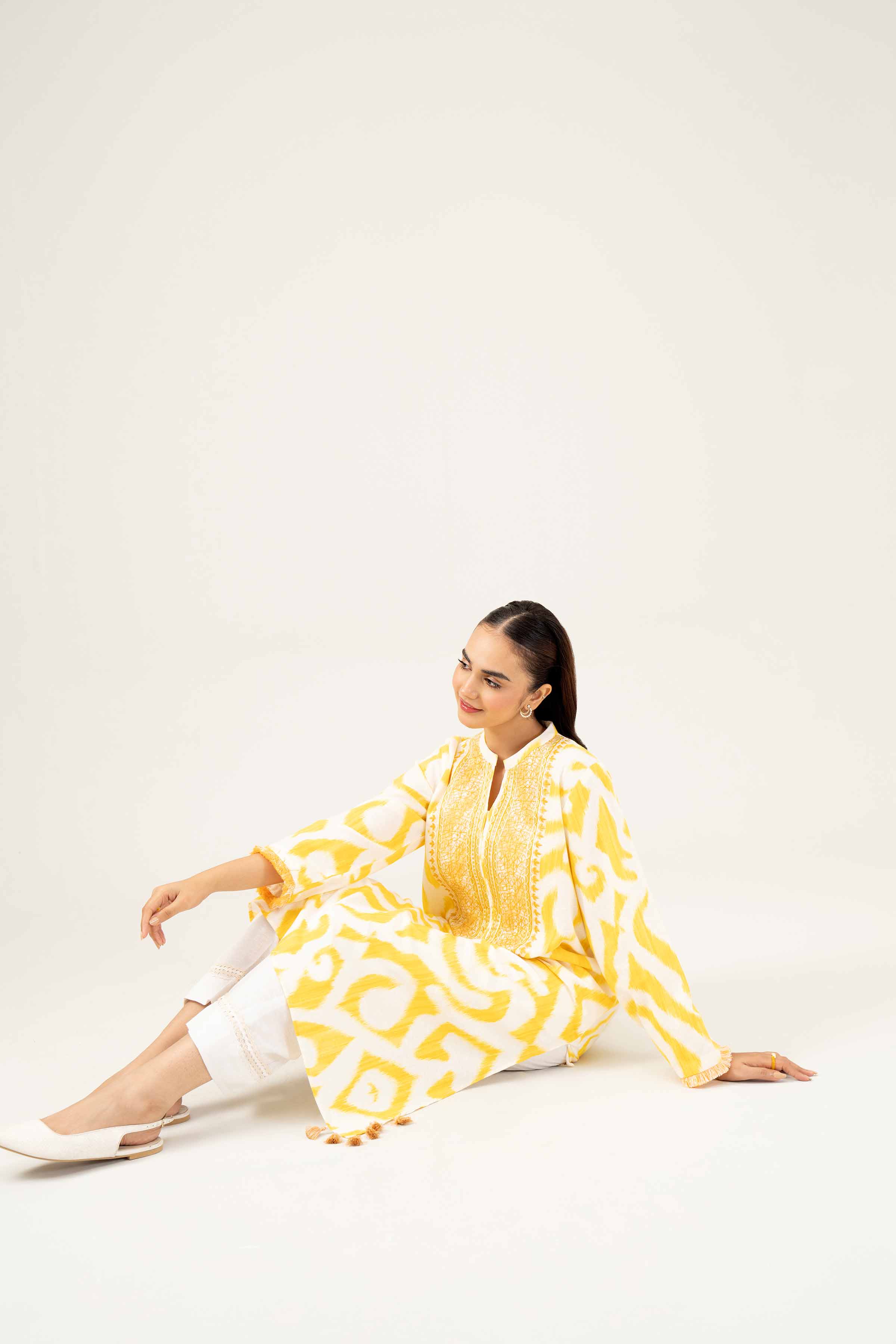 NishatUK - Yellow Embroidered   Karandi 1-piece ready to wear Shirt