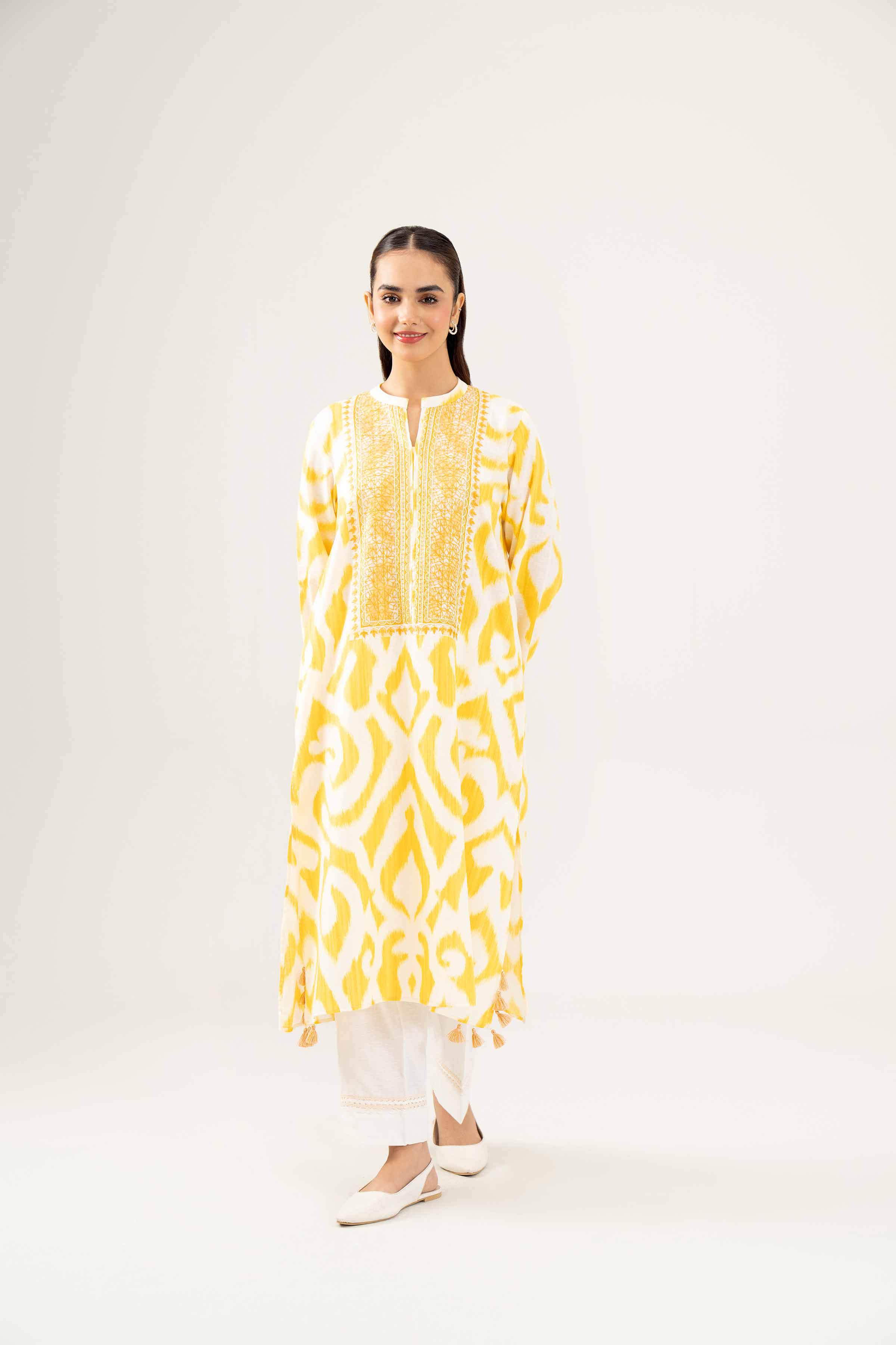 NishatUK - Yellow Embroidered   Karandi 1-piece ready to wear Shirt