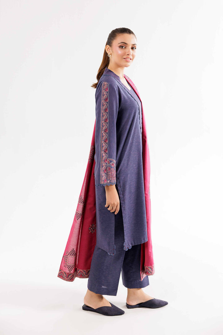 Embroidered Pink & Blue Karandi Suit 