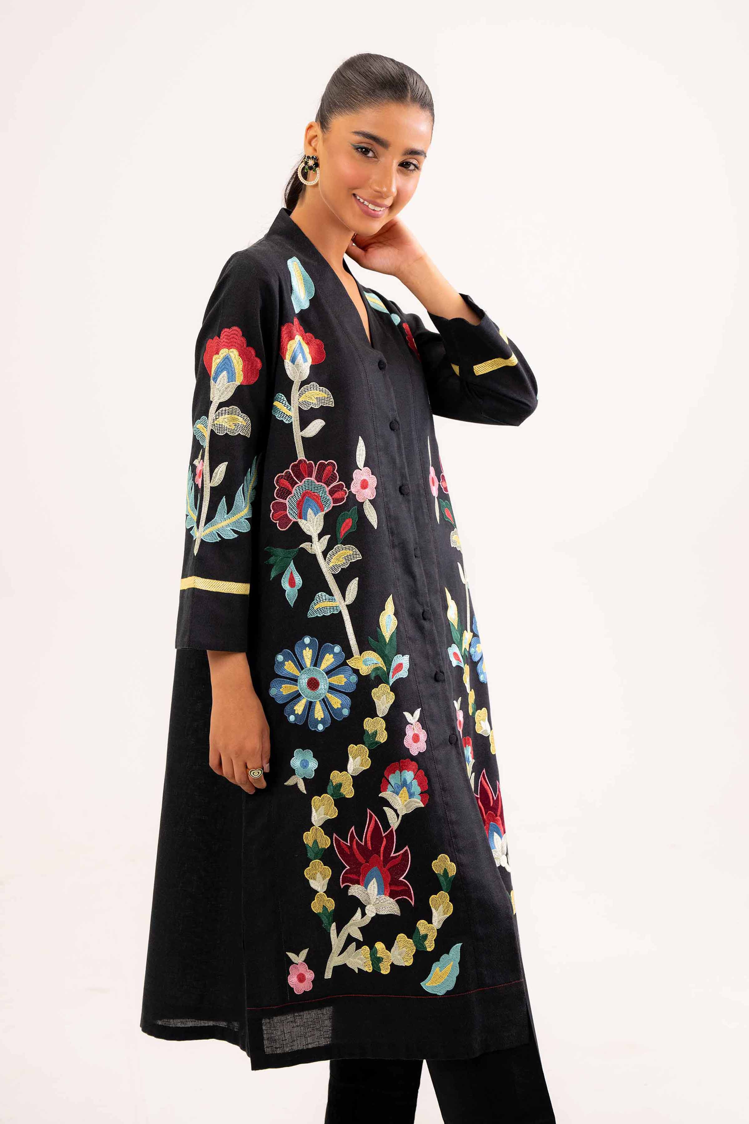 NishatUK - Brown Embroidered   Karandi 1-piece ready to wear Shirt