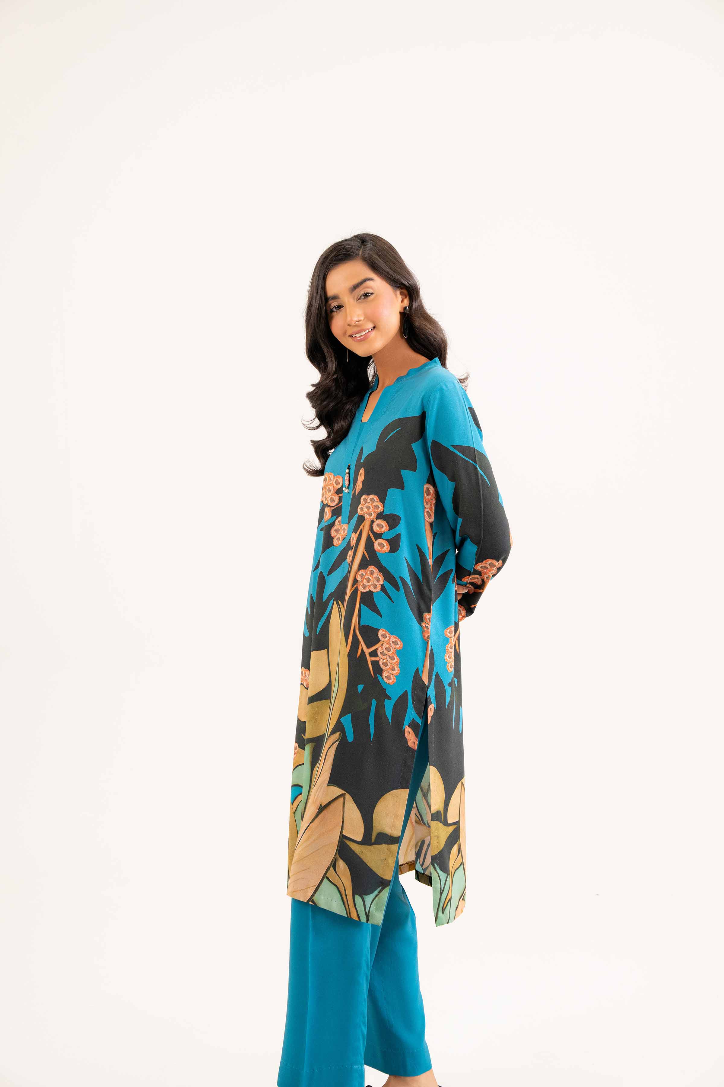 NishatUK - Brown Printed Linen 2-piece ready to wear Dress