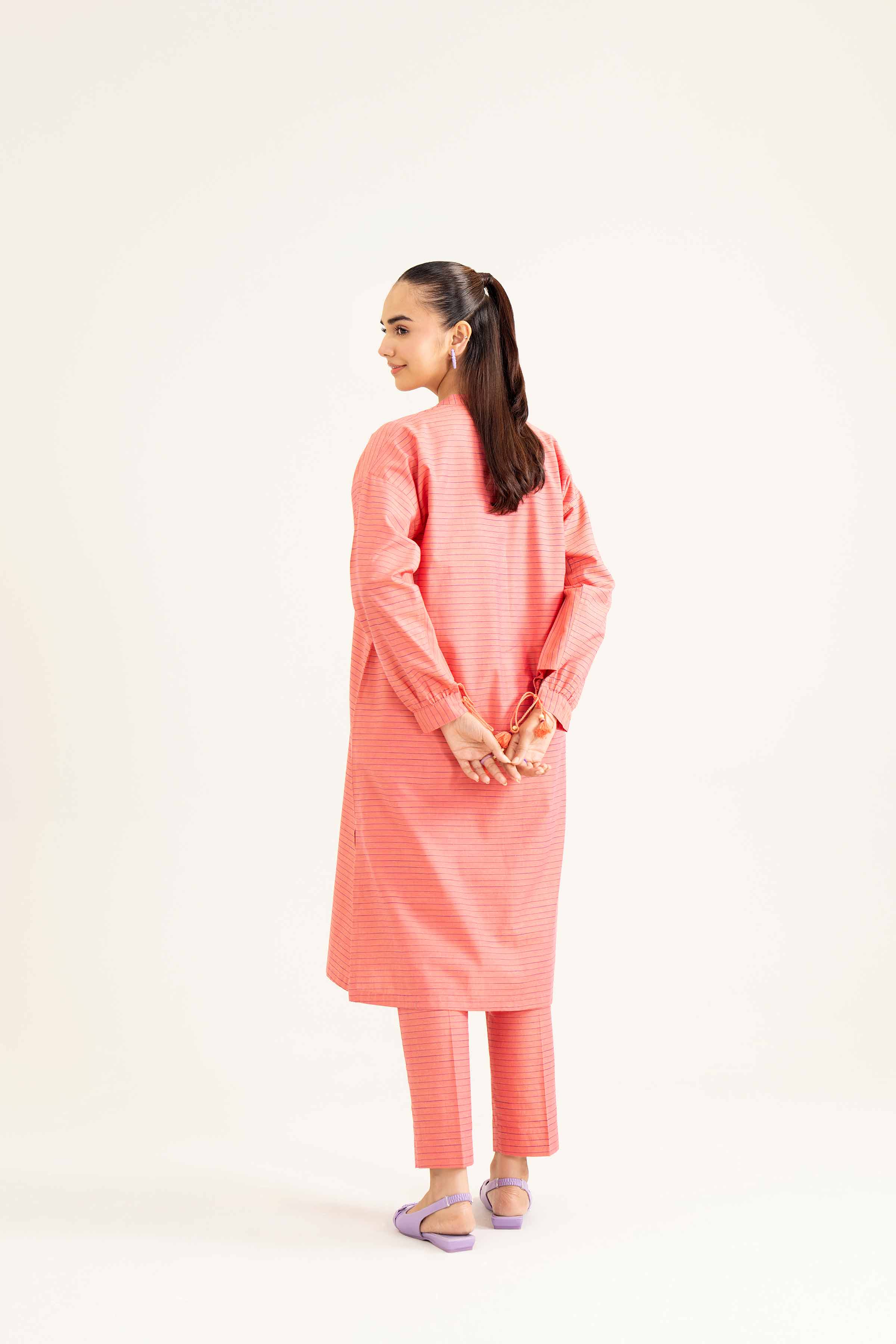 NishatUK - Peach Solids  Yarn Dyed 2-piece ready to wear Dress