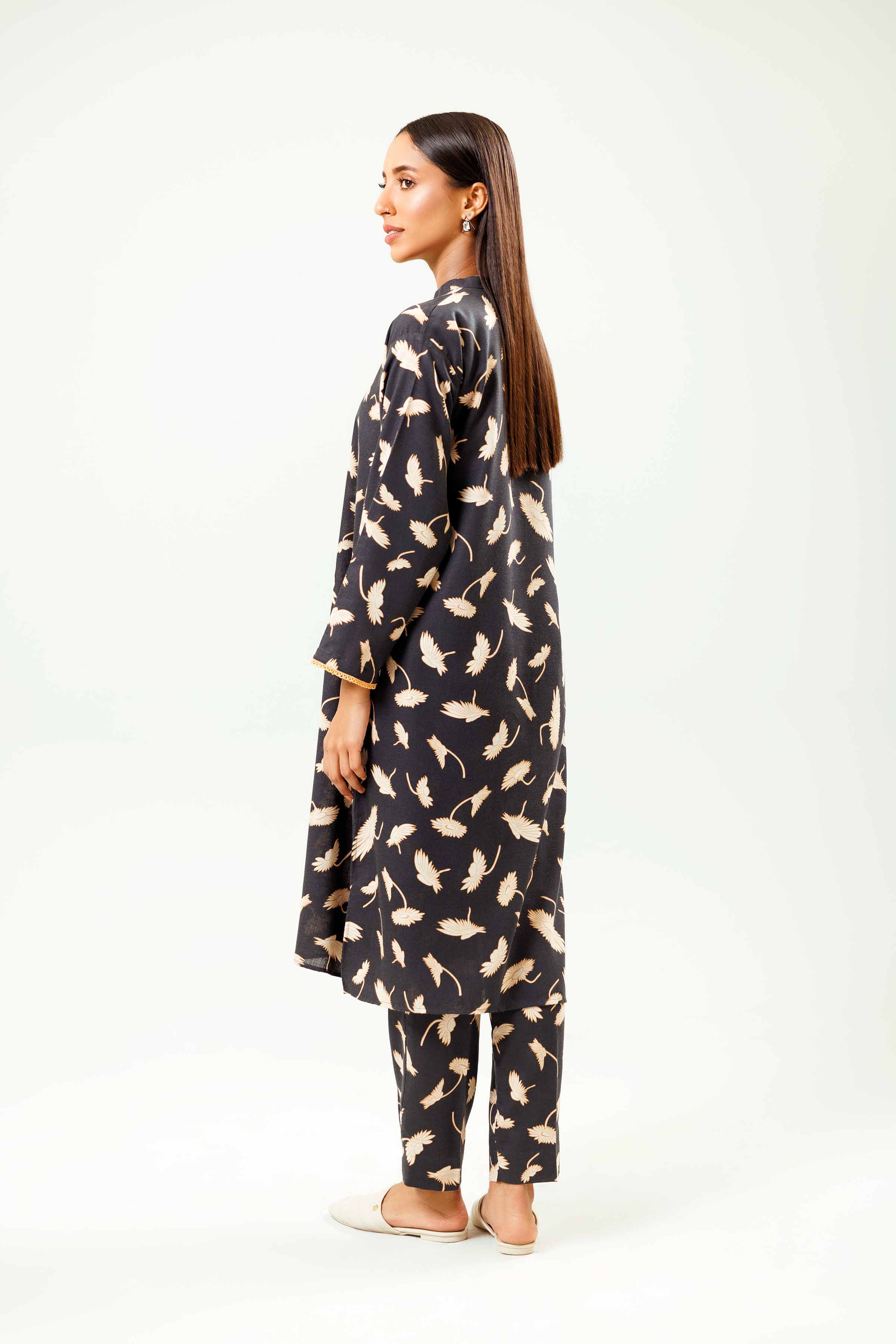 NishatUK - Black Printed  Karandi 2-piece ready to wear Dress