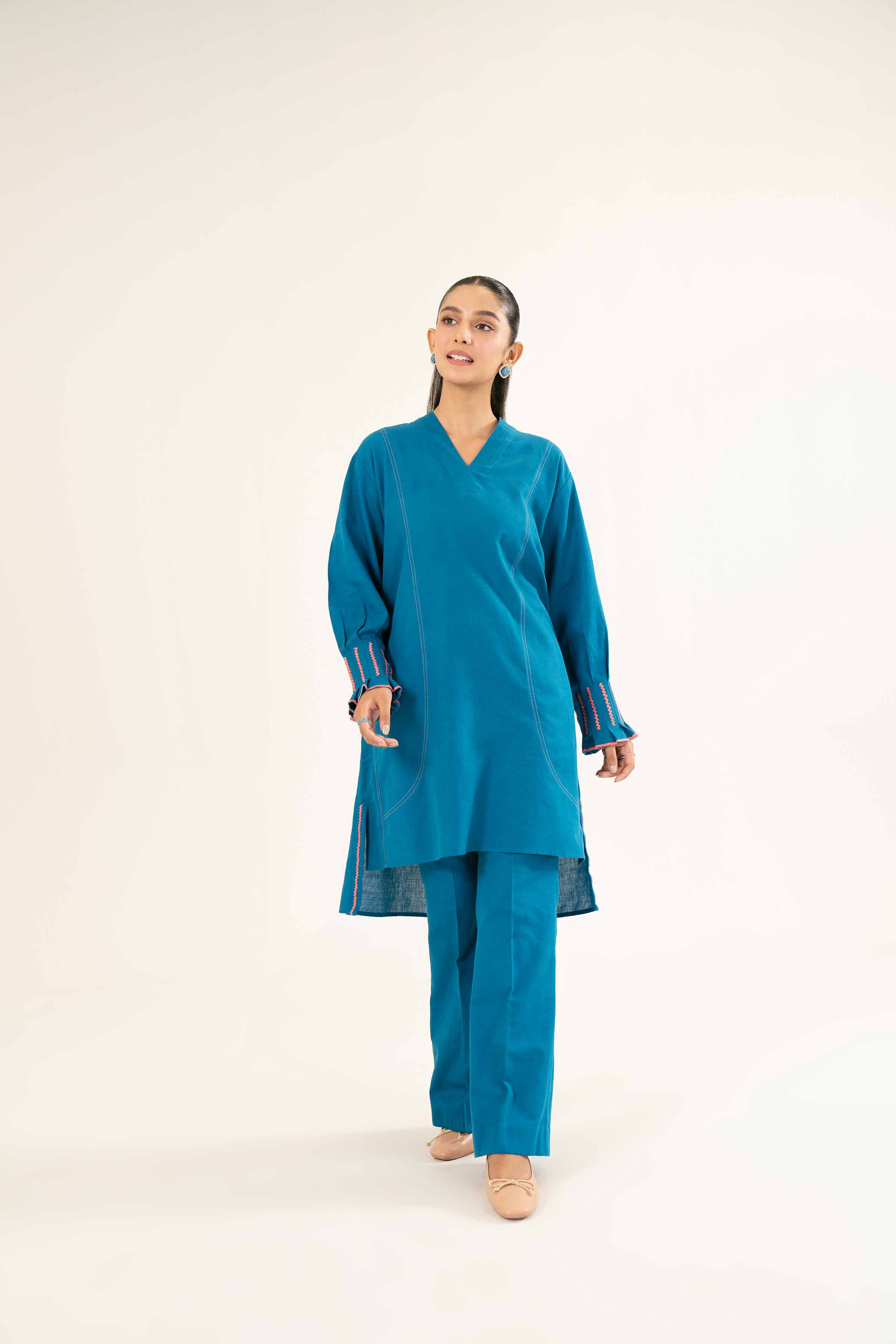 NishatUK - Brown Embroidered  Khaddar 2-piece ready to wear Dress