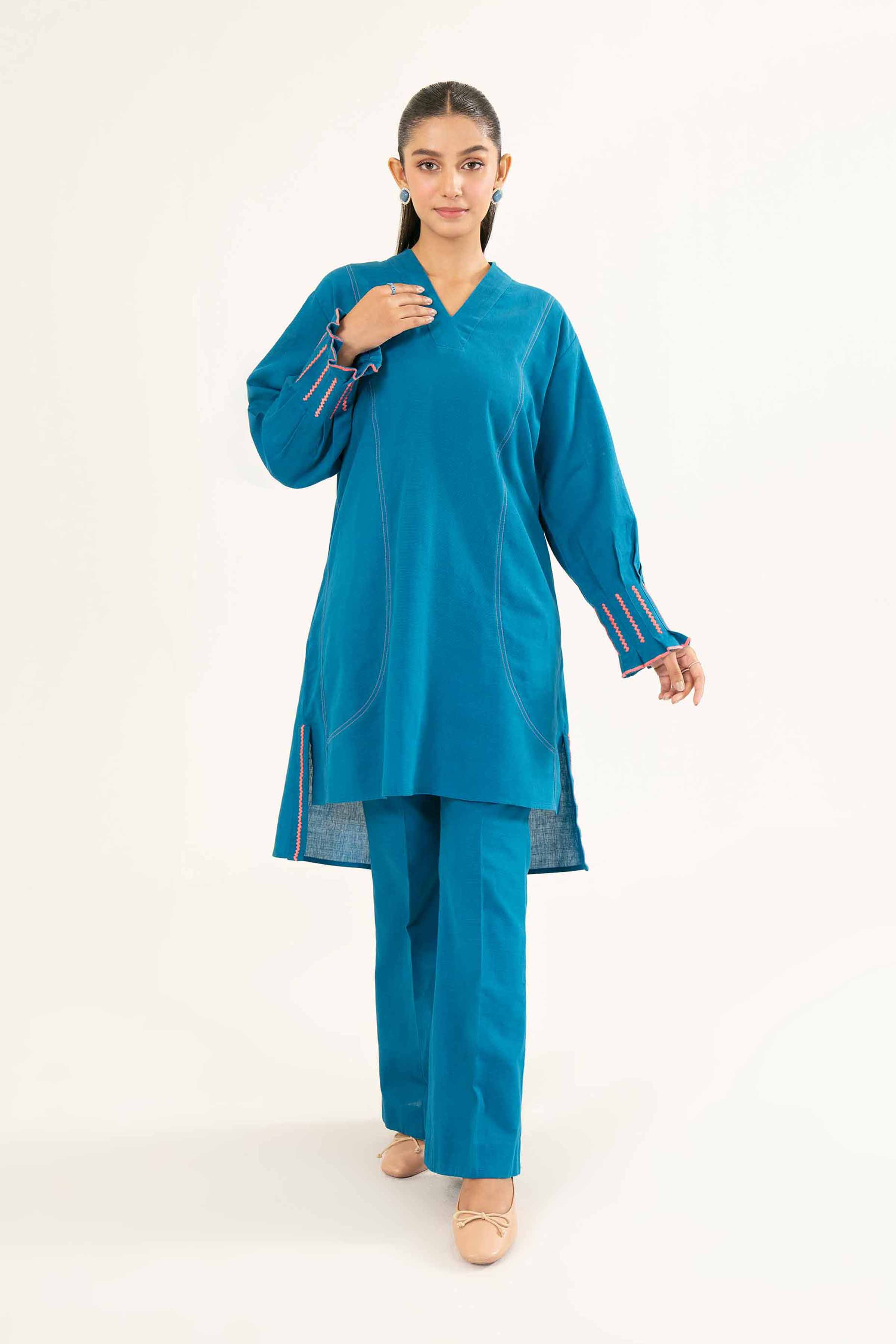 NishatUK - Brown Embroidered  Khaddar 2-piece ready to wear Dress