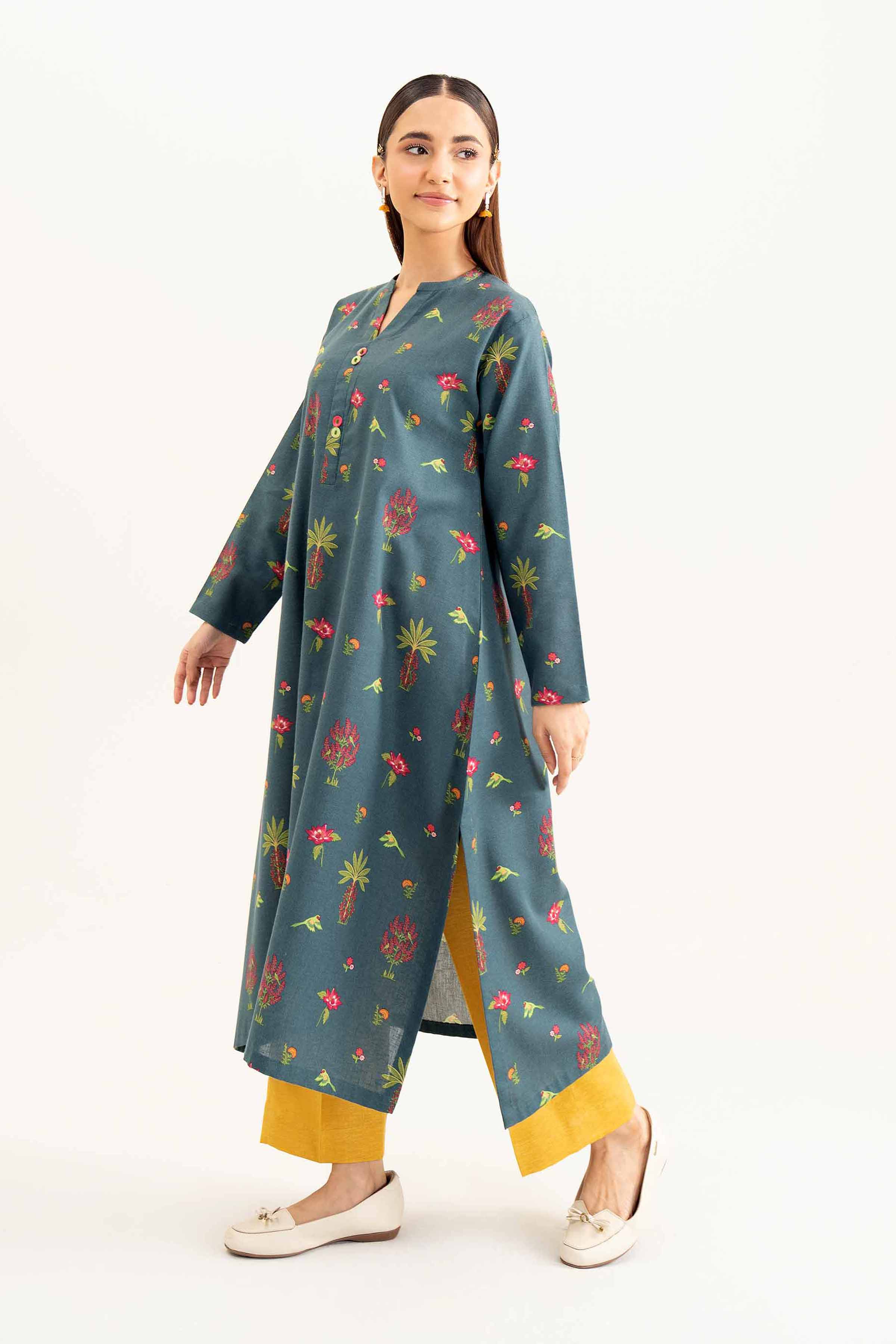 NishatUK - Teal Printed  Karandi 2-piece ready to wear Dress