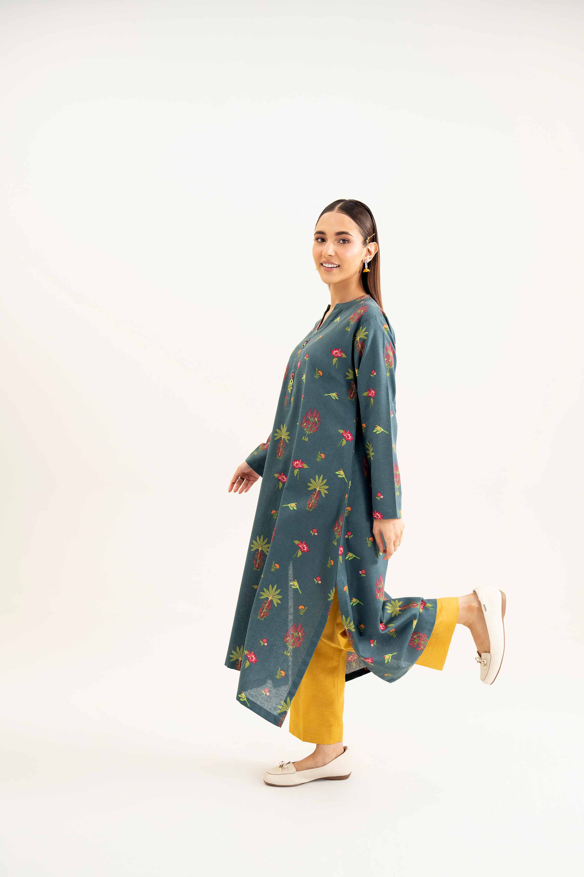 NishatUK - Teal Printed  Karandi 2-piece ready to wear Dress