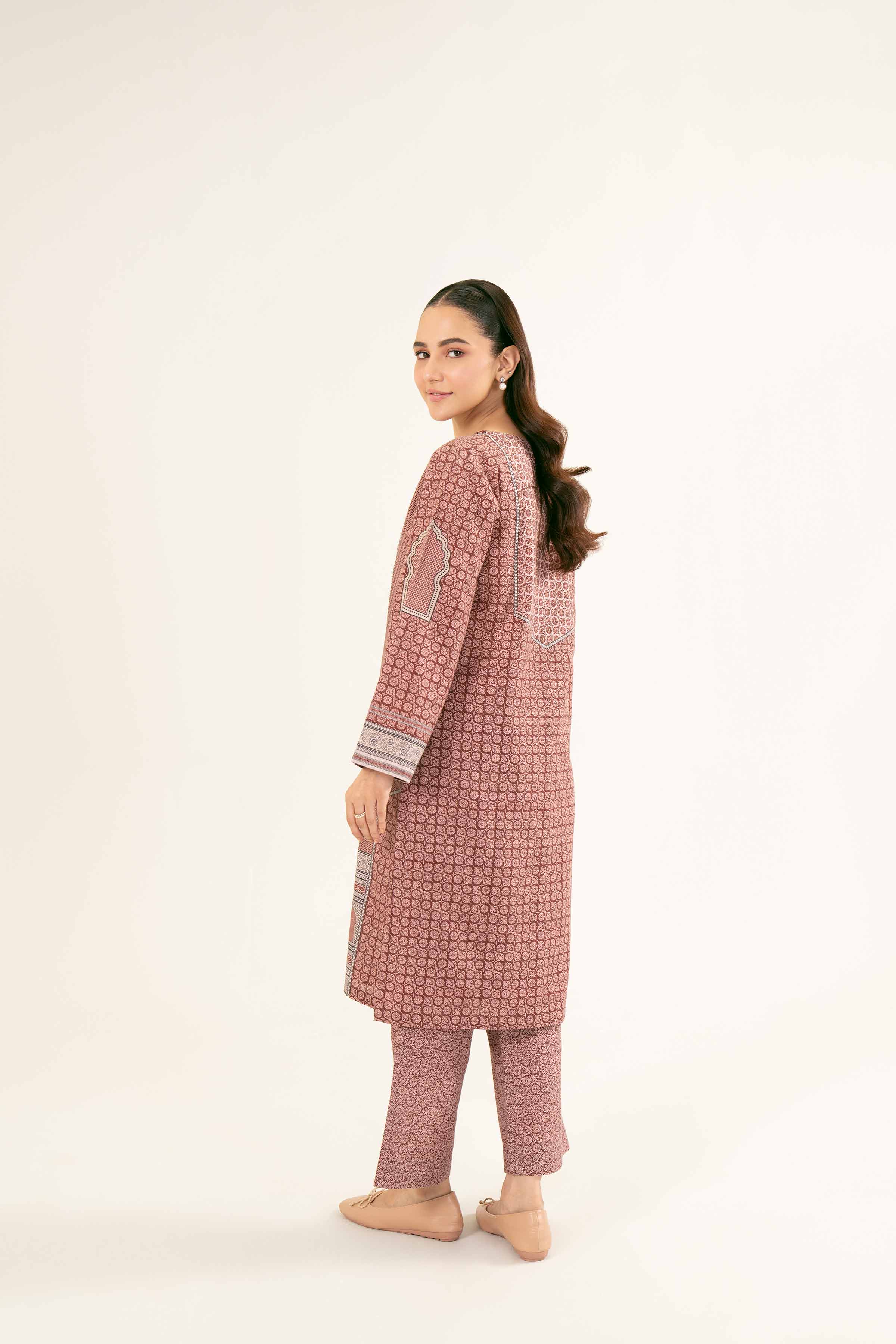 NishatUK - Brown Embroidered  Khaddar 2-piece ready to wear Dress