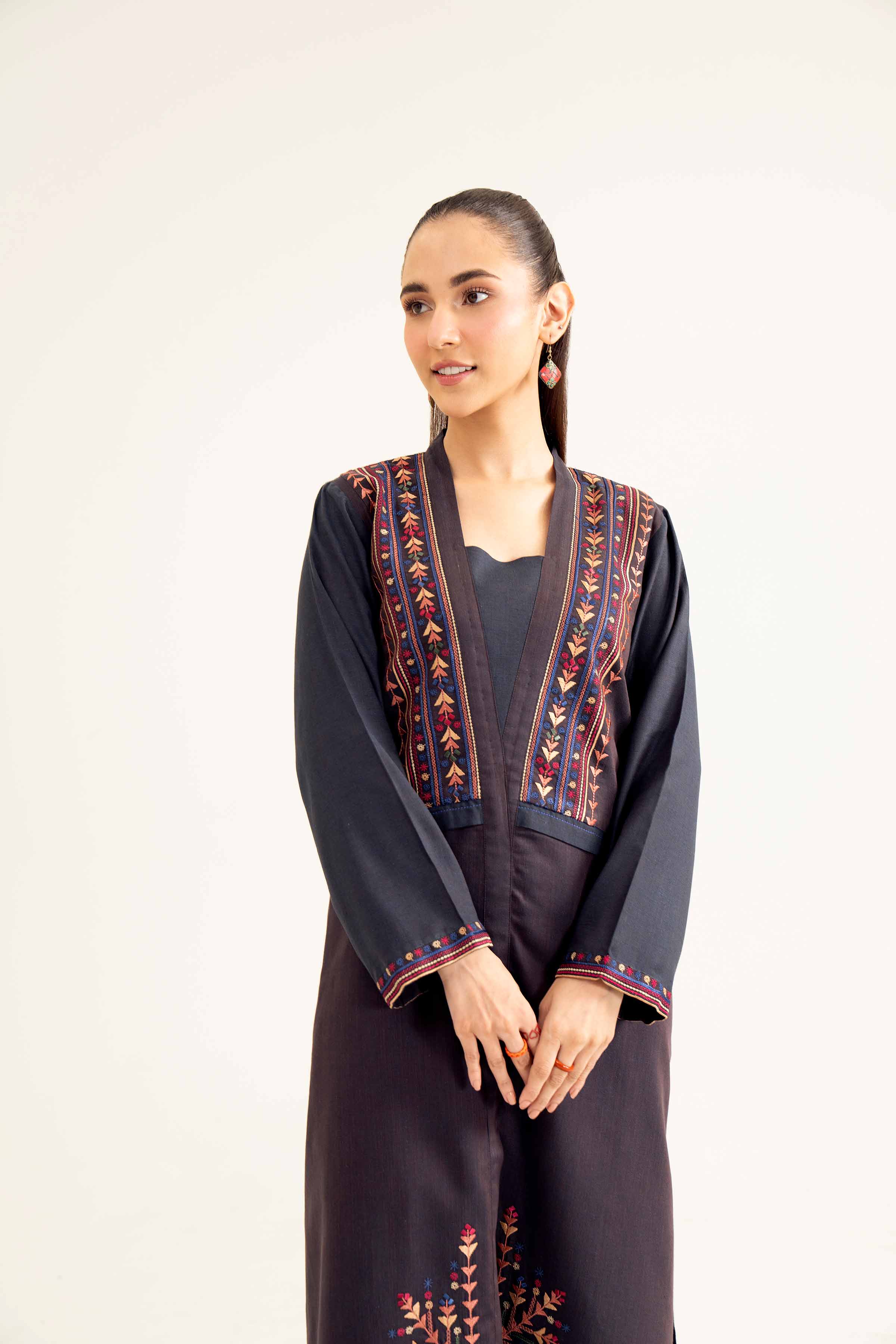 NishatUK - Blue Embroidered   Yarn Dyed 2-piece ready to wear Dress