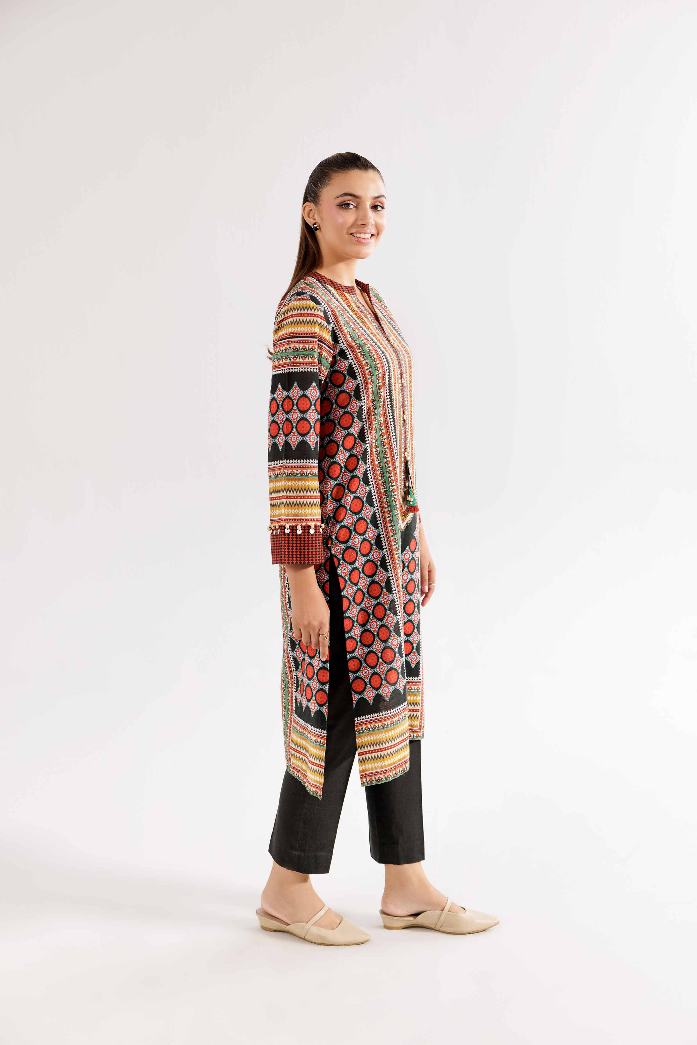 NishatUK - Brown Printed Khaddar 2-piece ready to wear Dress